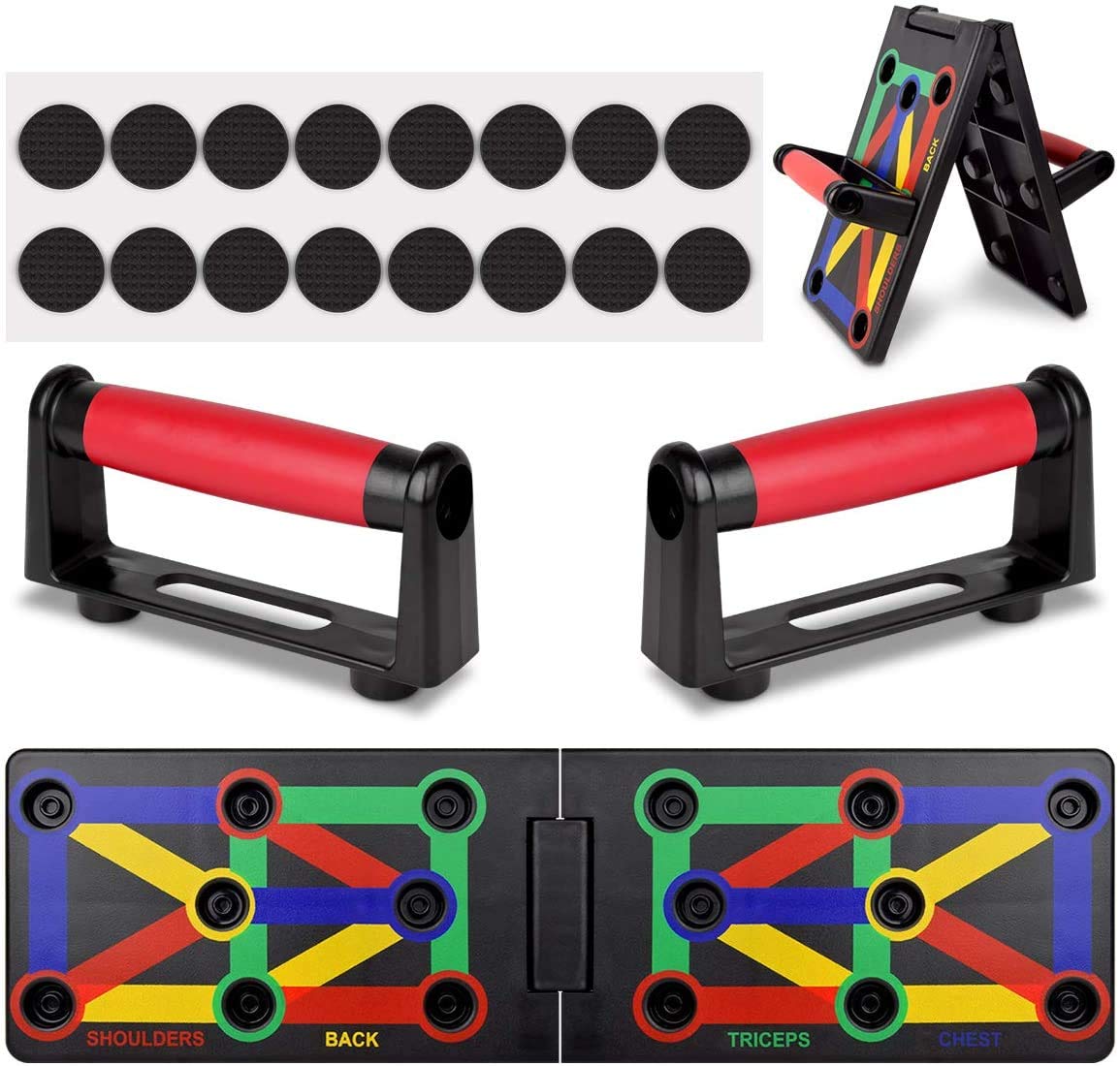 CocosmartPush Up Board System, 12-in-1 Body Building Exercise Tools Workout Push-up Stands, Portable Bracket Board System, for Men Women Home Fitness Training