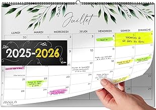 Calendrier Mural 2026 A4 – Planificateur Annuel Mensuel Juillet 2025 à Décembre 2026 – Parfait pour Maison Bureau École et Famille – Vue Mensuelle Calendrier Organisation Travail Vacances