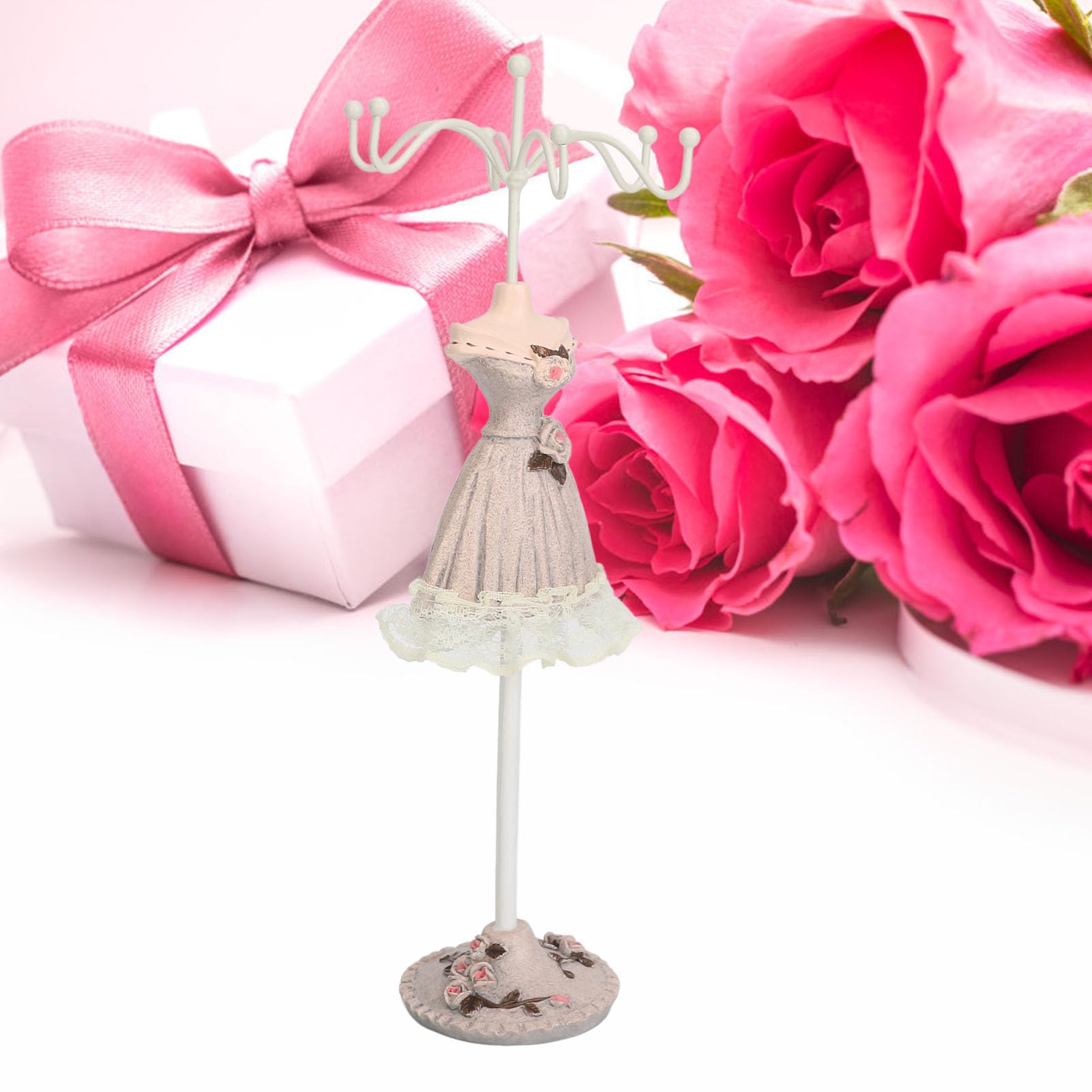 ariarly Model Dress Jewelry Organizer Doll Holder, Mannequin Dress Display Stand with Earring and Necklace Storage Rack, Decorative Jewelry Display Stand (Type 1)