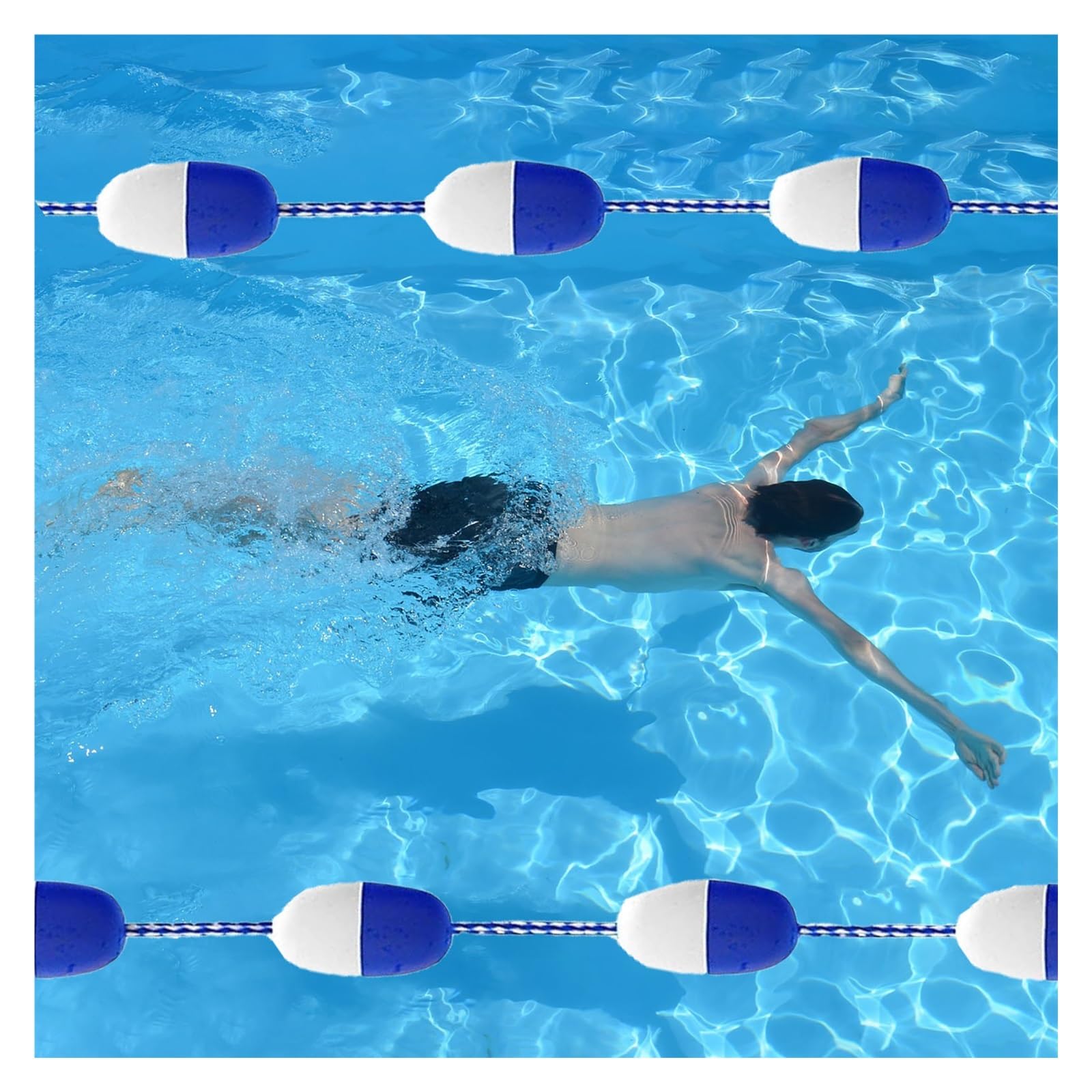 Swimming Pool Safety Divider Line Indoor Outdoor, Professional High Visibility Pool Separator Barrier Lane With Stainless Hooks For Water Parks Hot Springs Public Pools, Pool Buoy Line Marker(8ft/2.4m