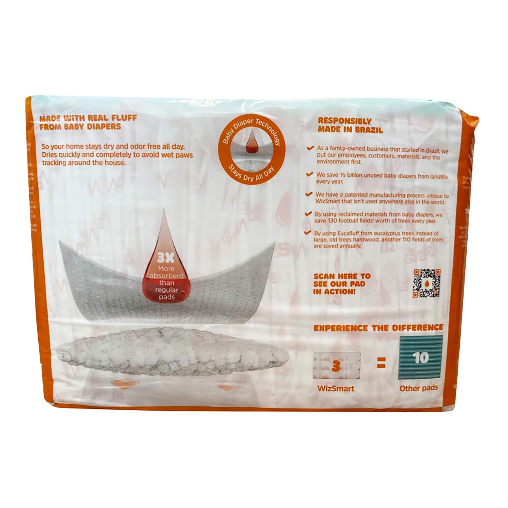 WizSmart All Day Dry - Almohadillas de entrenamiento para perros y cachorros de alta calidad, fabricadas con pañales reciclados sin usar y materiales ecológicos (10 tazas Ultra XL, 24 unidades)