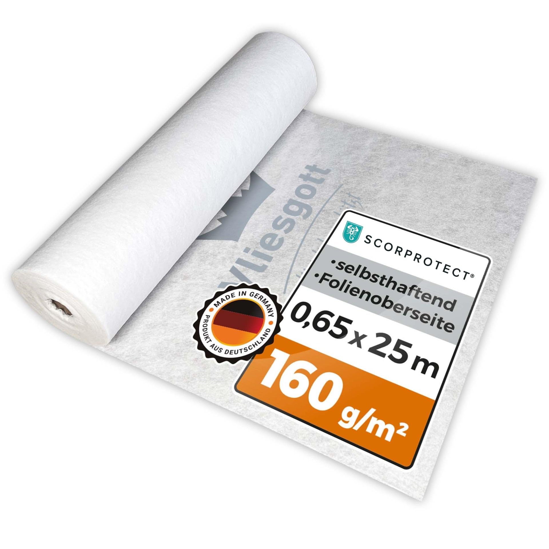 Scorprotect® BSV (bedrucktes) Boden- und Treppenschutzvlies, Abdeckvlies selbsthaftend 0,65 m x 25 m 160 g/m² Folienoberseite
