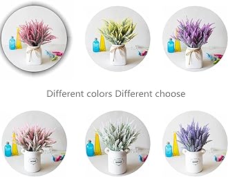 CATTREE (Lavender-white-4pcs) - Artificial Lavender, Plastic Plants Fake Flowers Bouquet Home Bridal Wedding Office Party Garden Balcony Indoor Outdoor DIY Centrepieces Arrangements Simulation Craf...