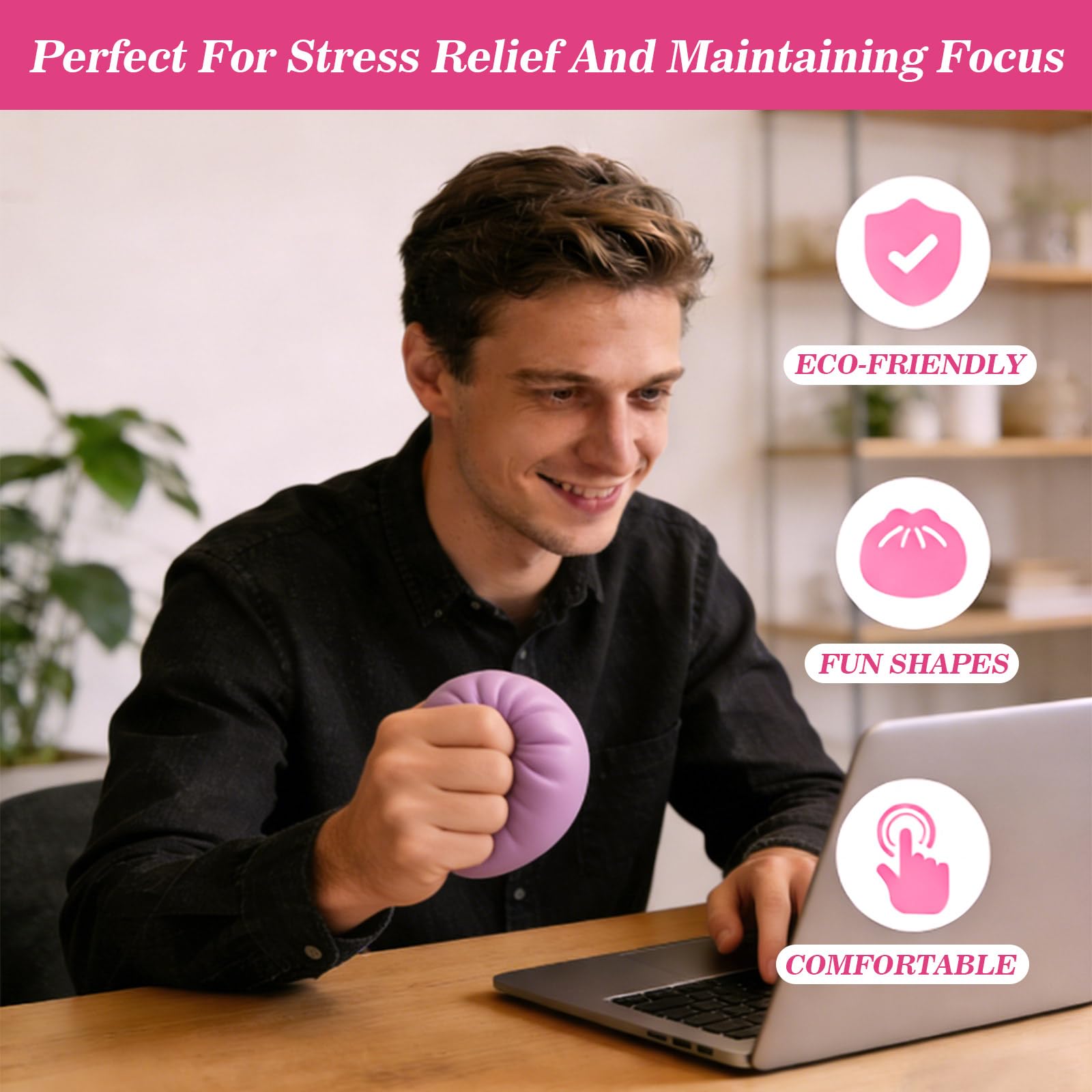 Dumpling Squishy Mystery Box Fidget Toys, Stress Relief Sensory Toys with Steamer Box, Giant Squeeze Toys for Gift (Yellow) — view 5