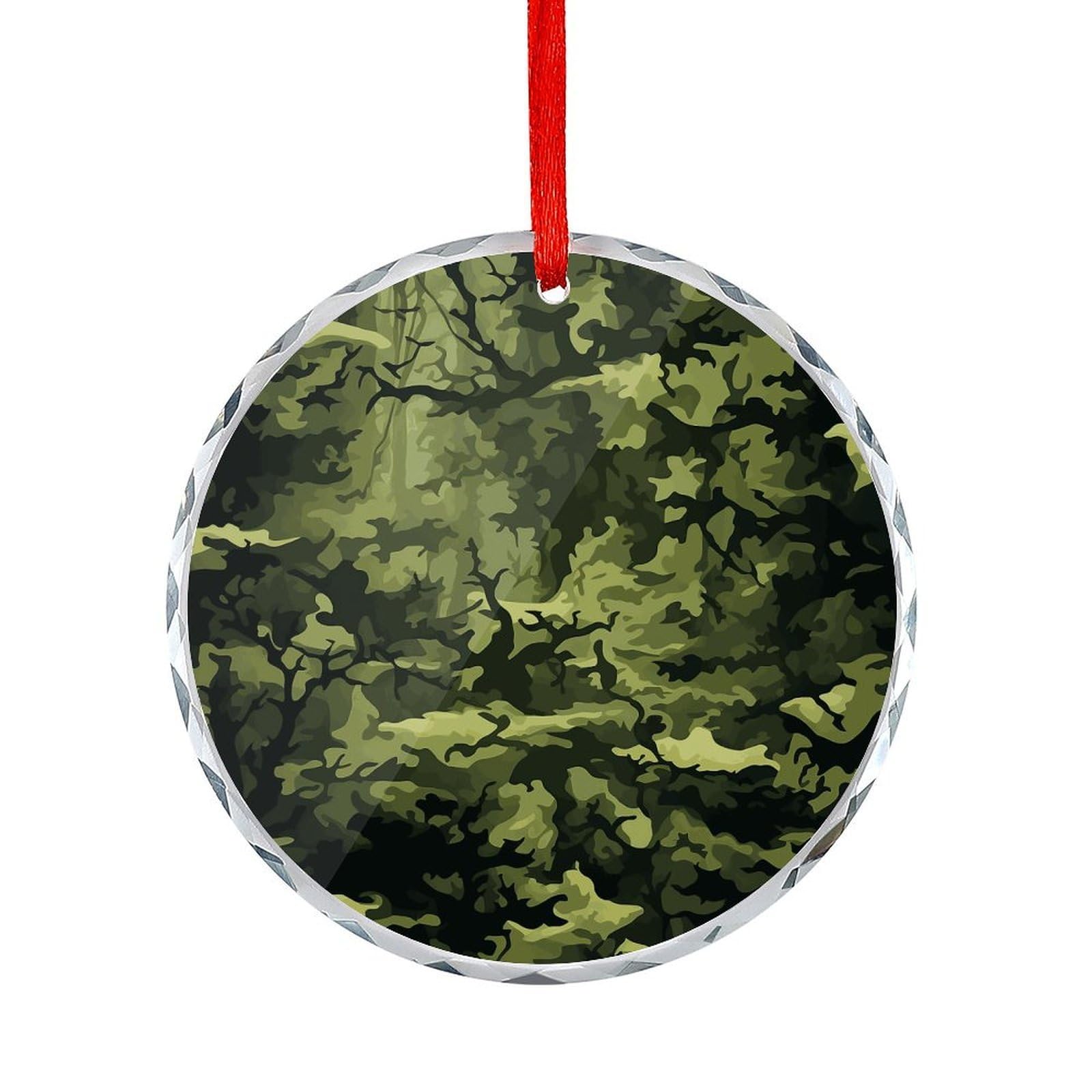 Btcowzrv Style Camo Woodland Camoflage Round Ornament Hanging Pendant Decor