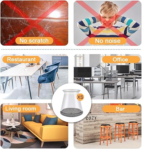 Miniatura 41 de 16 protectores para patas de silla para suelos de madera dura, Almohadillas de fieltro de silicona, antideslizantes, Fundas de patas de mesa