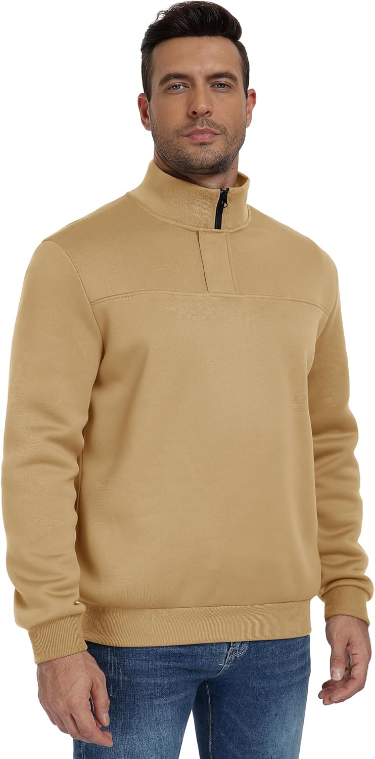 ZITY Mens Quarter Zip Pullover Fleece Lined Long Sleeve Casual Sweatshirts with Side Pockets - Image 3
