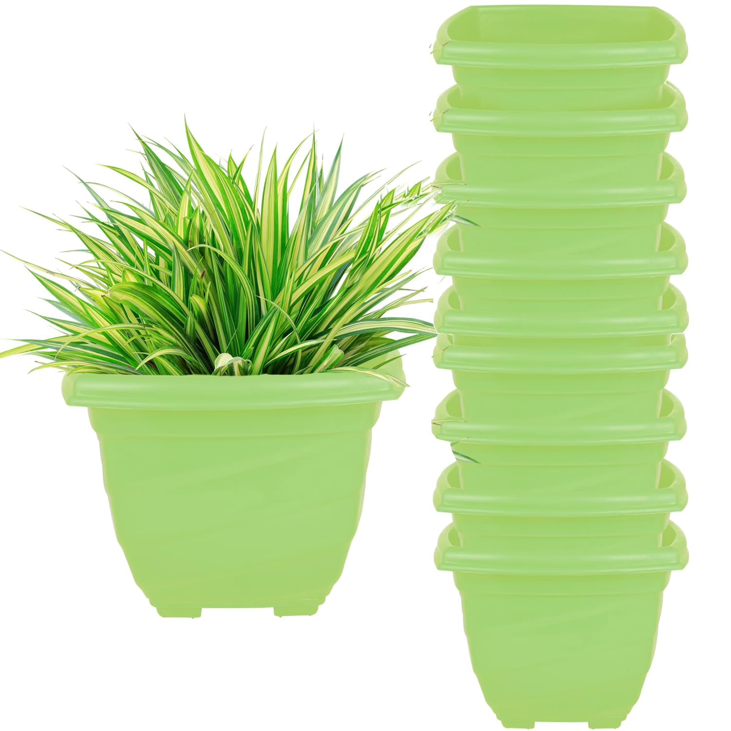 ORILEY AP-37P Square Plant Pot Modern Decorative Planters for Home Balcony Garden Lawn Patio (Green, Pack of 10) (B0CR41M6GL) Amazon Price History, Amazon Price Tracker