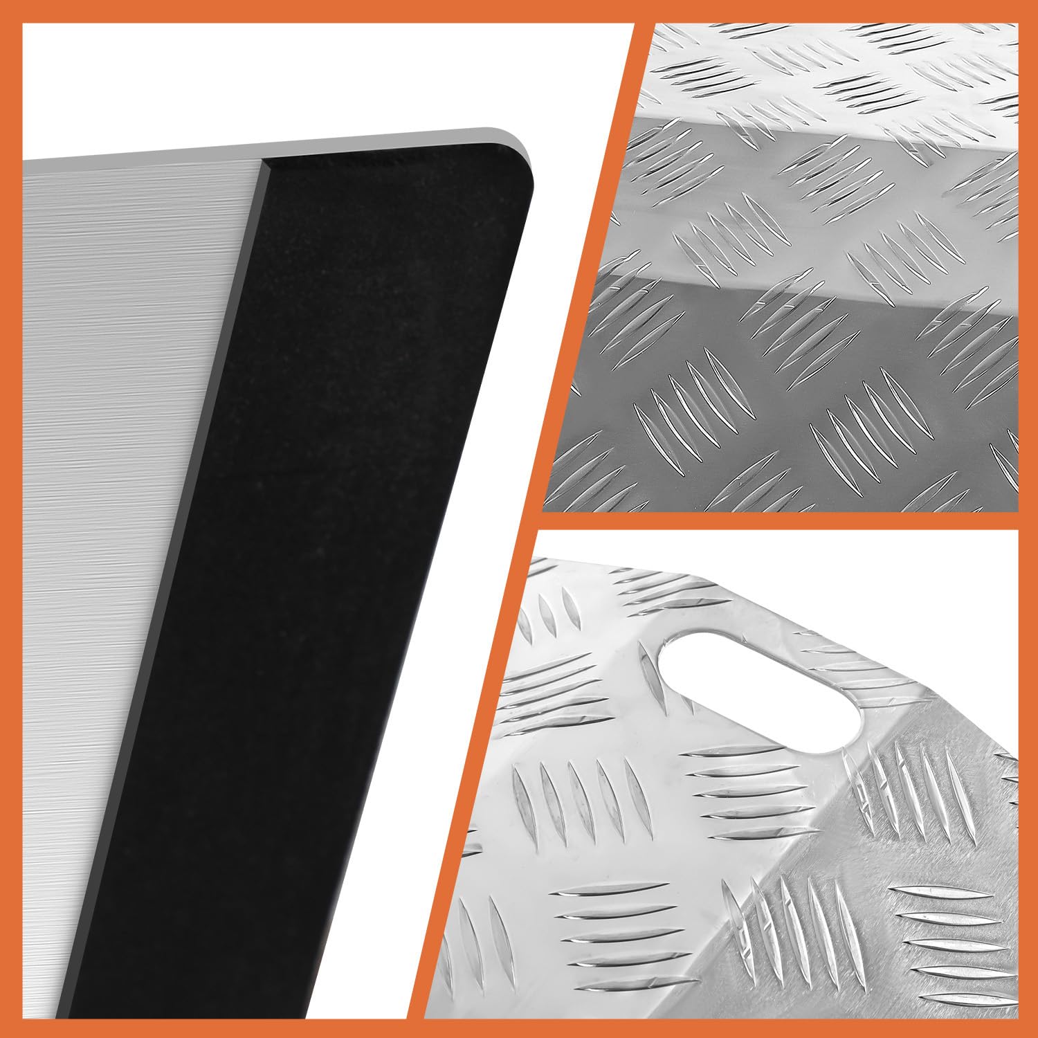 Rampa progowa, rampa aluminiowa, obciążenie 270 kg, rampa dla wózków inwalidzkich, antypoślizgowa, z uchwytem, 60 x 70 x 10 cm