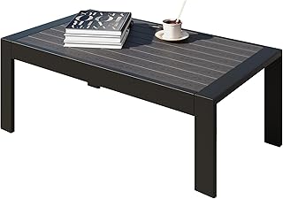 All-Weather Aluminum Outdoor Coffee Table, Modern Coffee Table for Outsi...