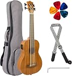 Bass Ukulele,Kmise 30 Inch Electric Acoustic Bass Ukelele Mahogany Ukelele for Professionals with Gig Bag Picks Wrench