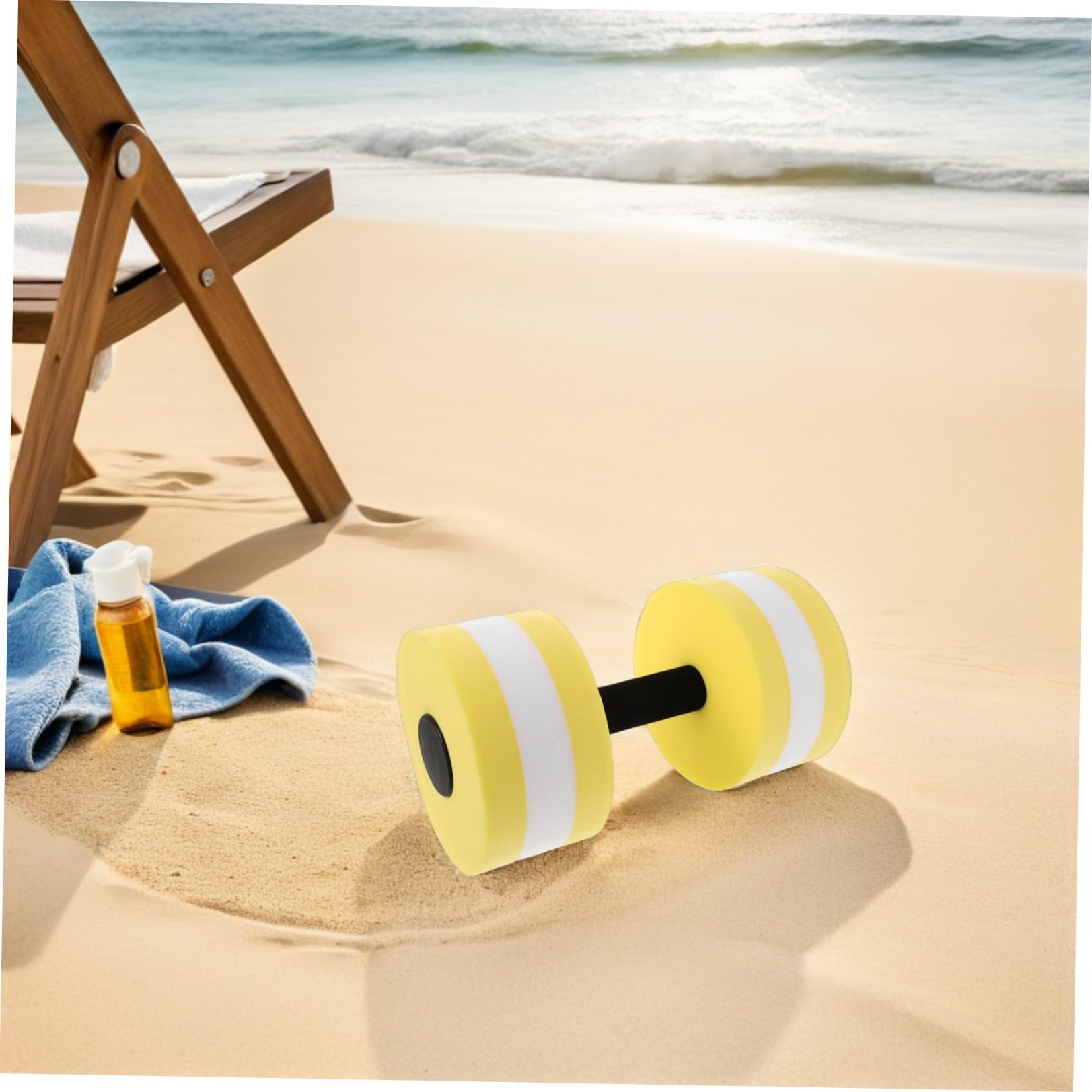 Zerodeko Haltères pour Exercices Aquatiques en Eva Légères et Flottantes, Lot 2 Pièces Jaune et Blanc, Accessoires Piscine Aquagym pour Tonification Musculaire et Remise