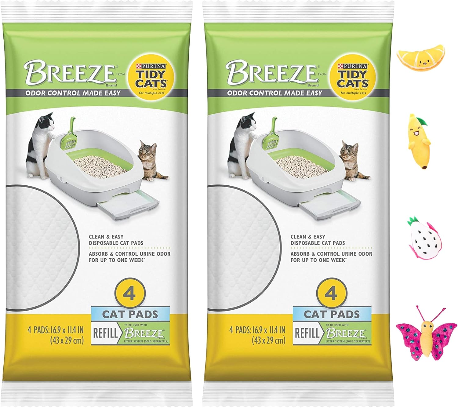 Tidy Cats Breeze Cat Pads (2) 4 Count Refill Packs, Clean
