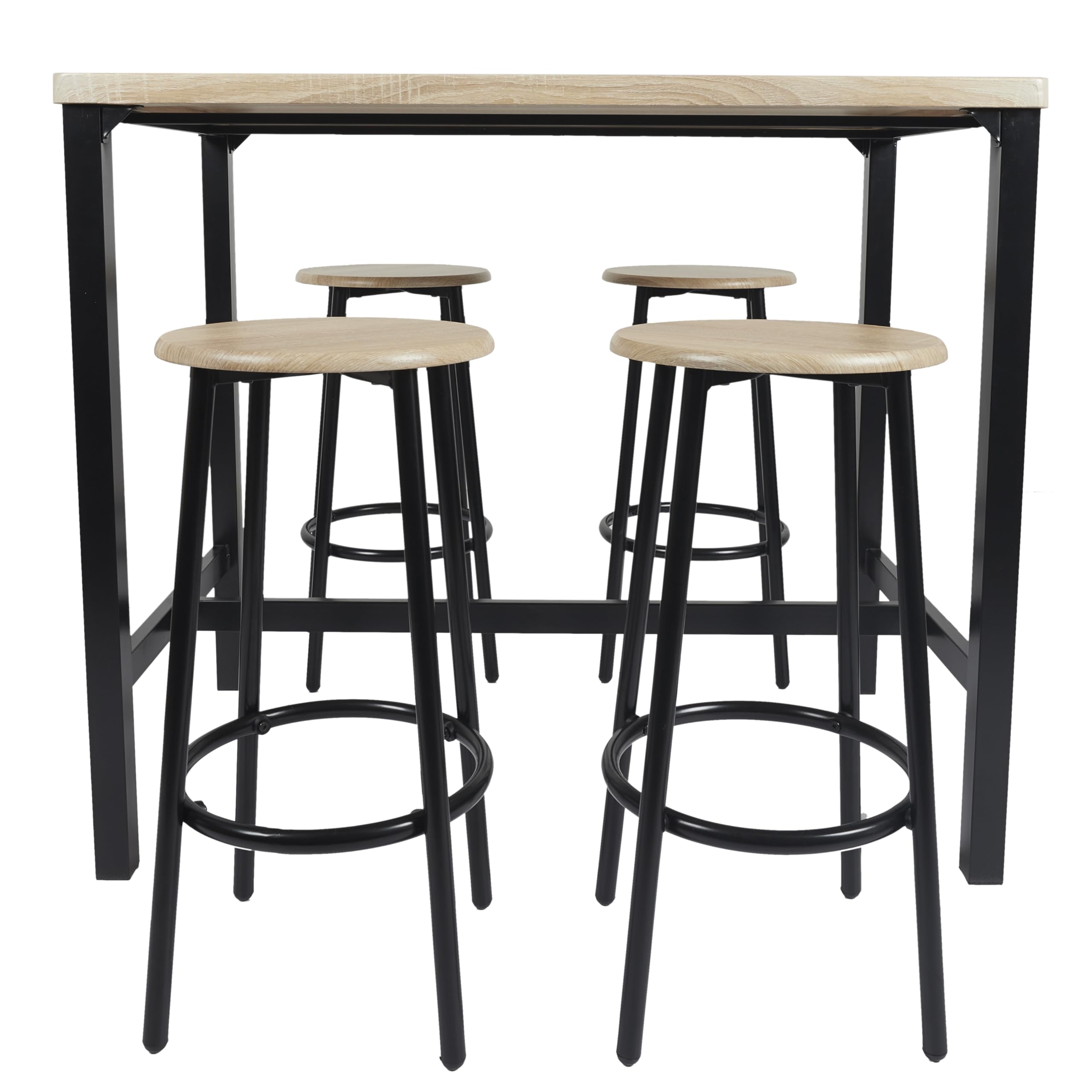 HOME DECO FACTORY Table Mange-Debout avec 4 Tabourets Industriel Marron
