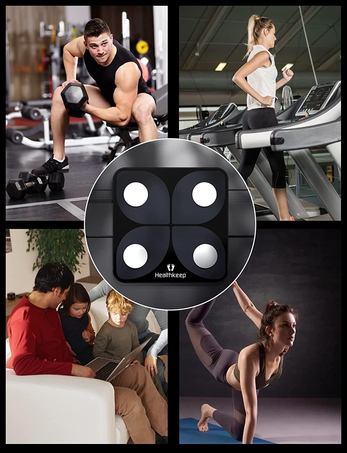Körperfettwaage, Personenwaage Digital Testsieger mit App Smart Waage, Bluetooth Körperanalysewaage mit für Körperfett, BMI, Muskelmasse, Protein, BMR, Schwarz