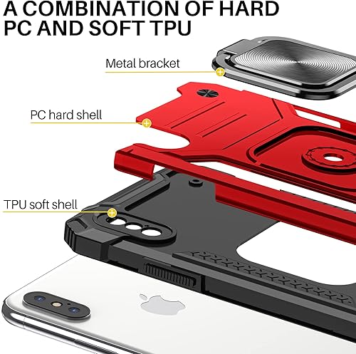 Miniatura 8 de Vakoo Funda para iPhone X y iPhone Xs (5.8 pulgadas), resistente y duradera, bordes elevados que protegen la pantalla y la cámara, color rojo