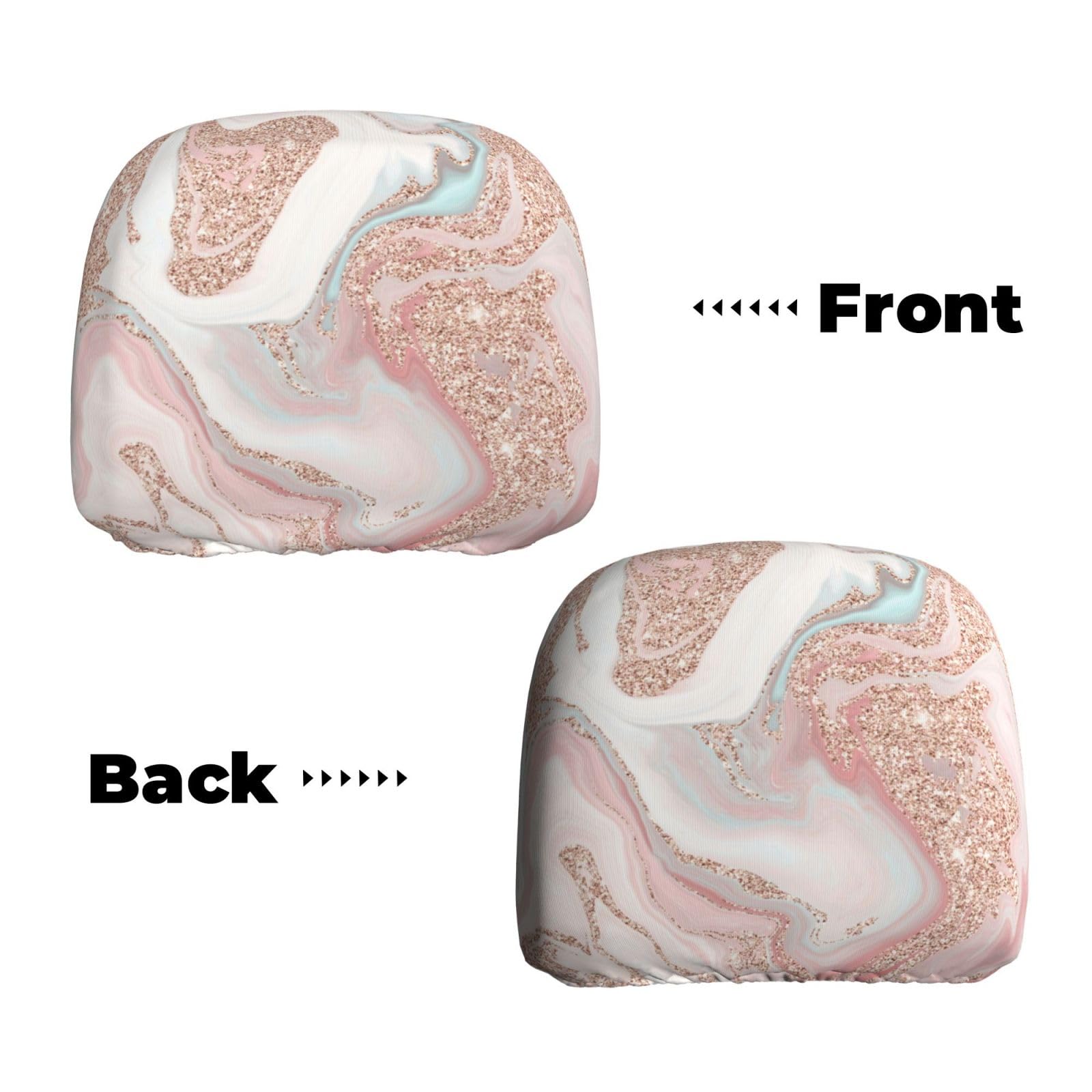 Rose Gold Glitter Coral Gray Pastel Marble Universal Car Headrest Cover Soft Car Seat Head Rest Cover Accessories — view 2