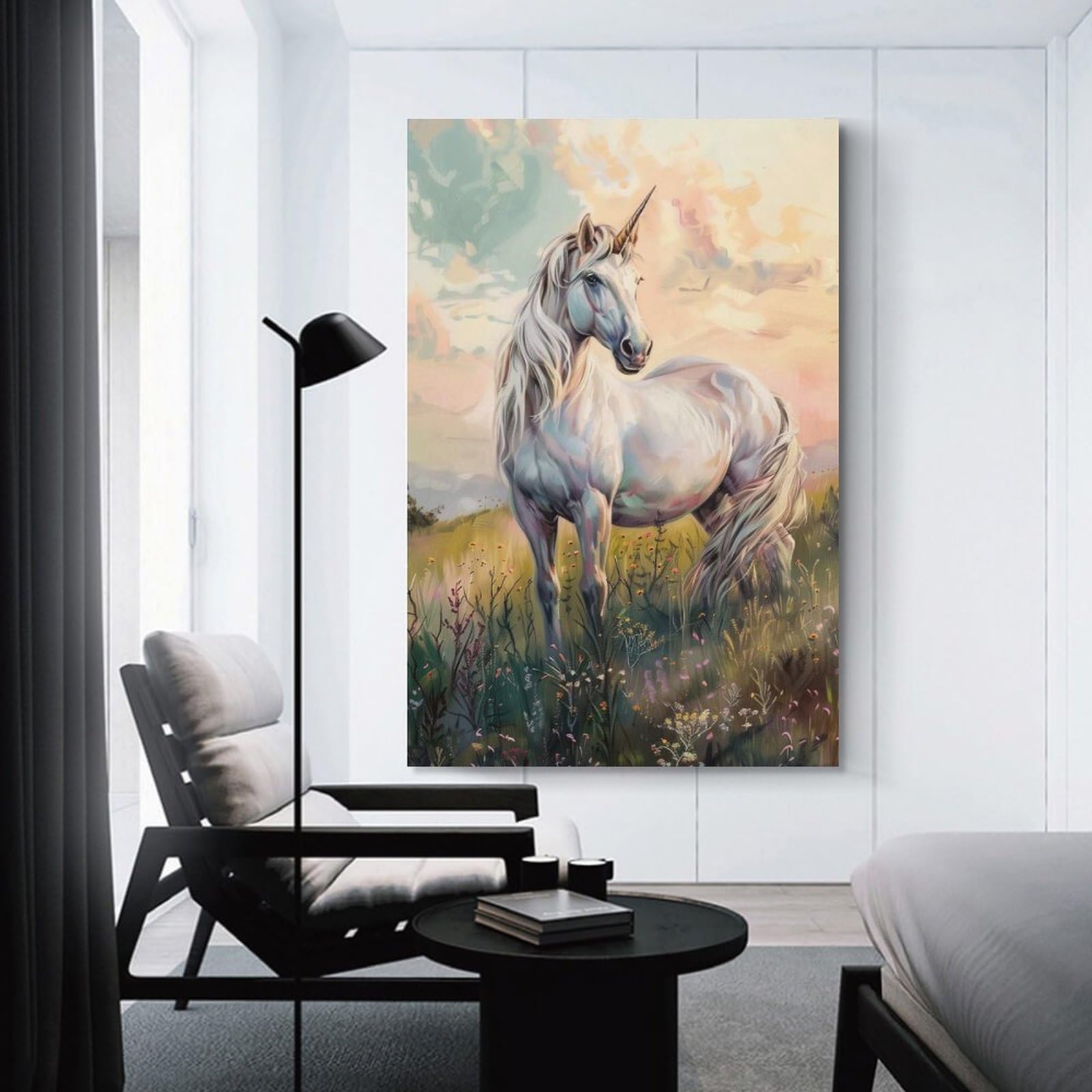 Junmoney Majestic Unicorn Canvas Wall Decor, 24x36inch(60x90cm), for Apartment Walls, Studios Or Work Areas, Decorative Canvas Decor for Home Updates