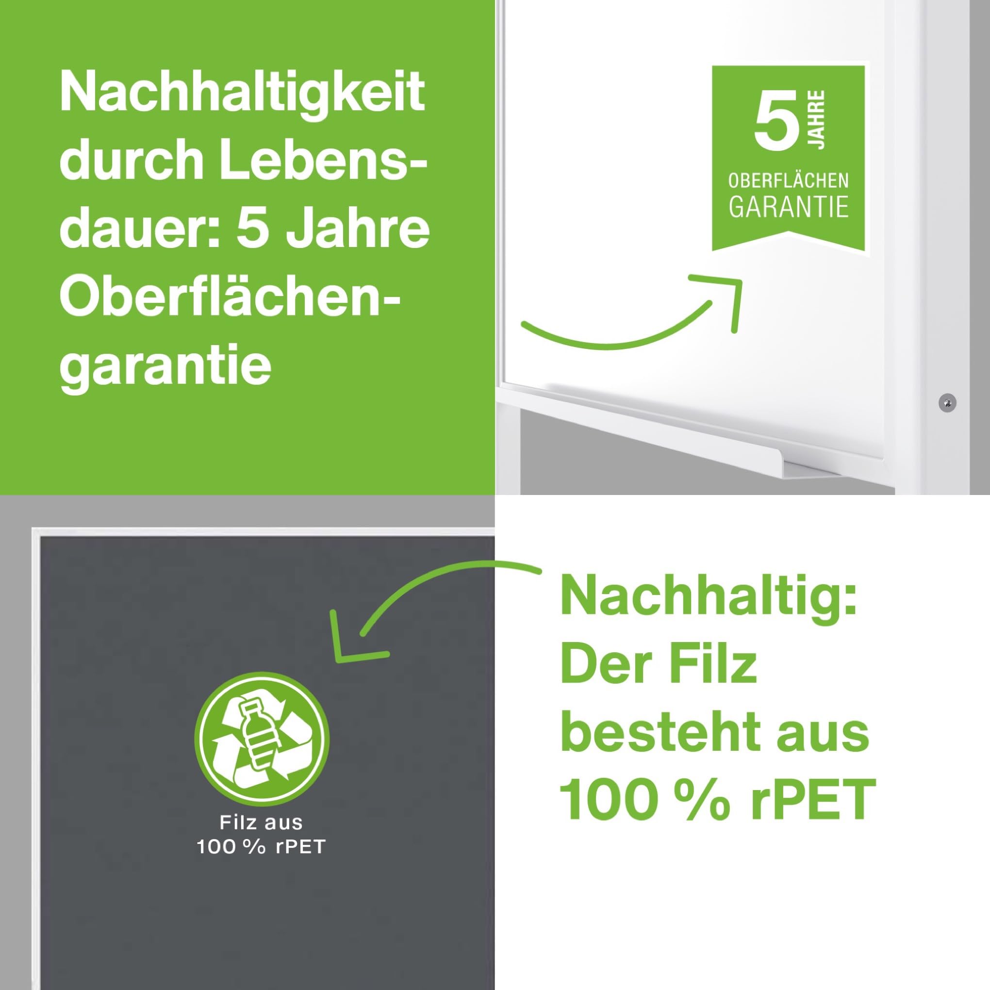 magnetoplan Design-Universalboard, 3in1, Filz grau | Whiteboard + Pinnboard | mobile Moderationswand, Flipchart + Whiteboard | BxH 750x1200mm | Für Agiles Arbeiten | Aluminium Standfüße + Rollen