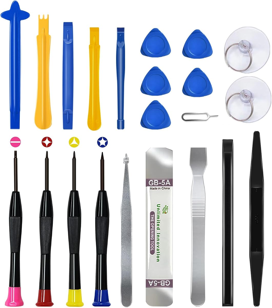 LMQ Kit de reparación de herramientas de palanca electrónica profesional con plástico y metal | Juego multifunción de 22 piezas, para teléfono móvil, iPhone, portátiles, tabletas: haga palanca para abrir, reemplace la pantalla, la batería y más