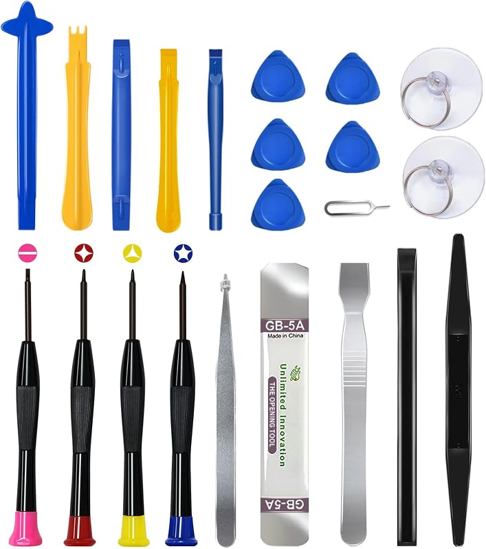 LMQ Kit de reparación de herramientas de palanca electrónica profesional con plástico y metal | Juego multifunción de 22 piezas, para teléfono celular, iPhone, portátiles, tabletas: haga palanca para abrir, reemplace la pantalla, la batería y más