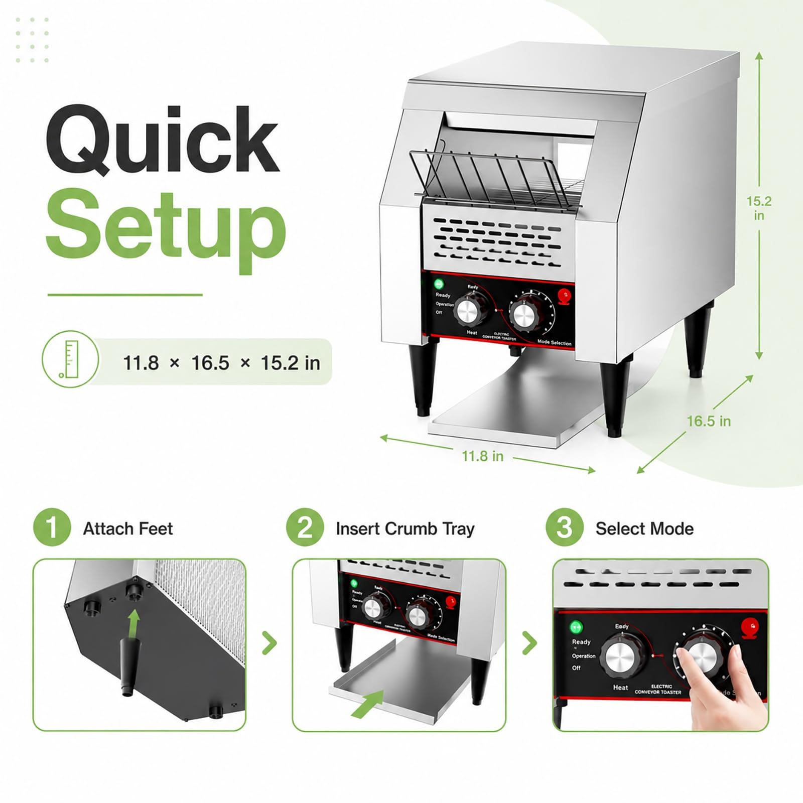 Tostadora de Cinta Comercial, Tostador Rotativo de Acero Inoxidable | Tostador Eléctrico Industrial con Capacidad de 150 Rebanadas por Hora for Cafeterías, Hoteles y Buffets(150 Slice)