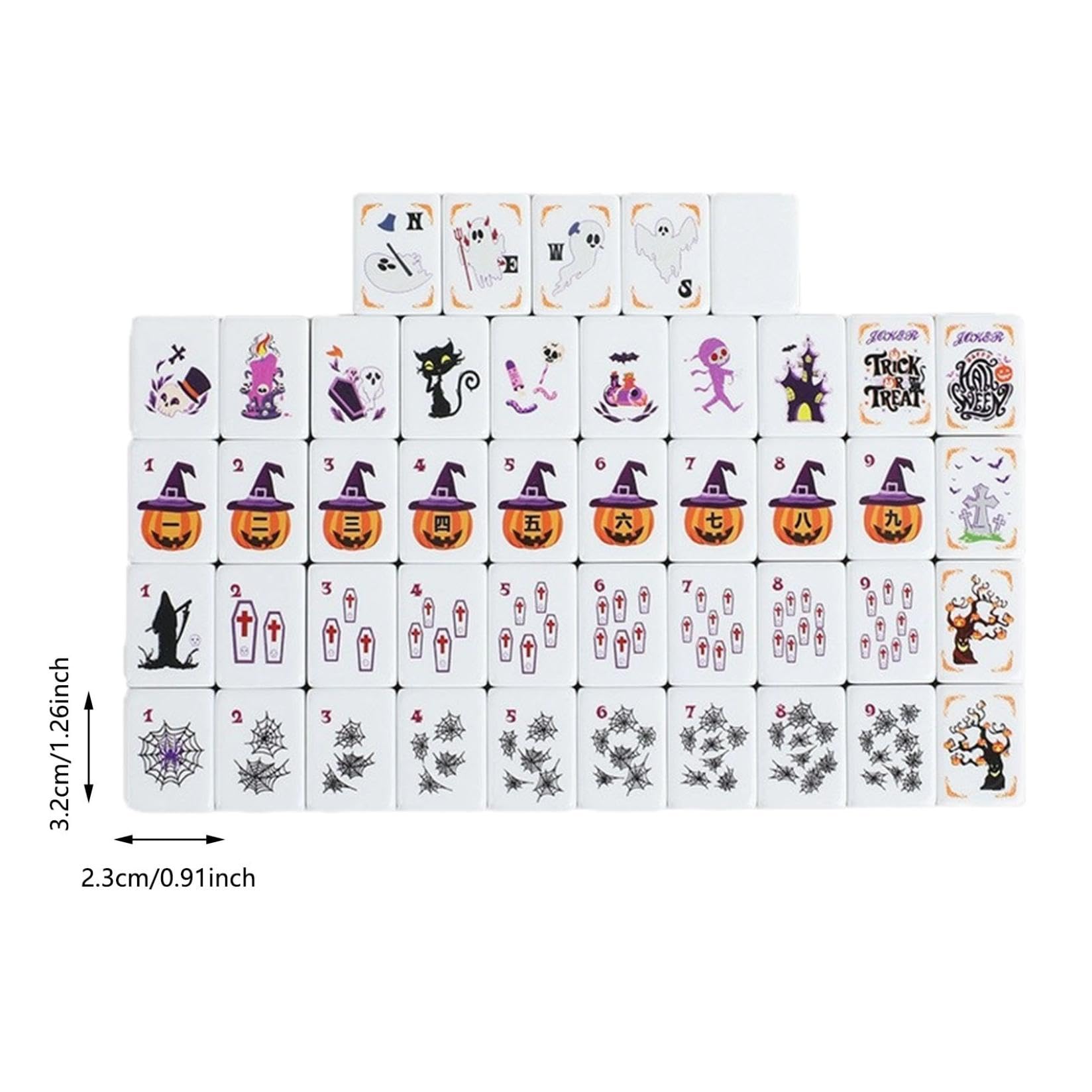 Générique 2026 Jeu De Tuiles À Associer Style Mahjong Thème Halloween Fantômes Citrouilles Sorcières Chats Noirs Mignons Araignées Enfants Adultes Soirée Familiale Divertissement