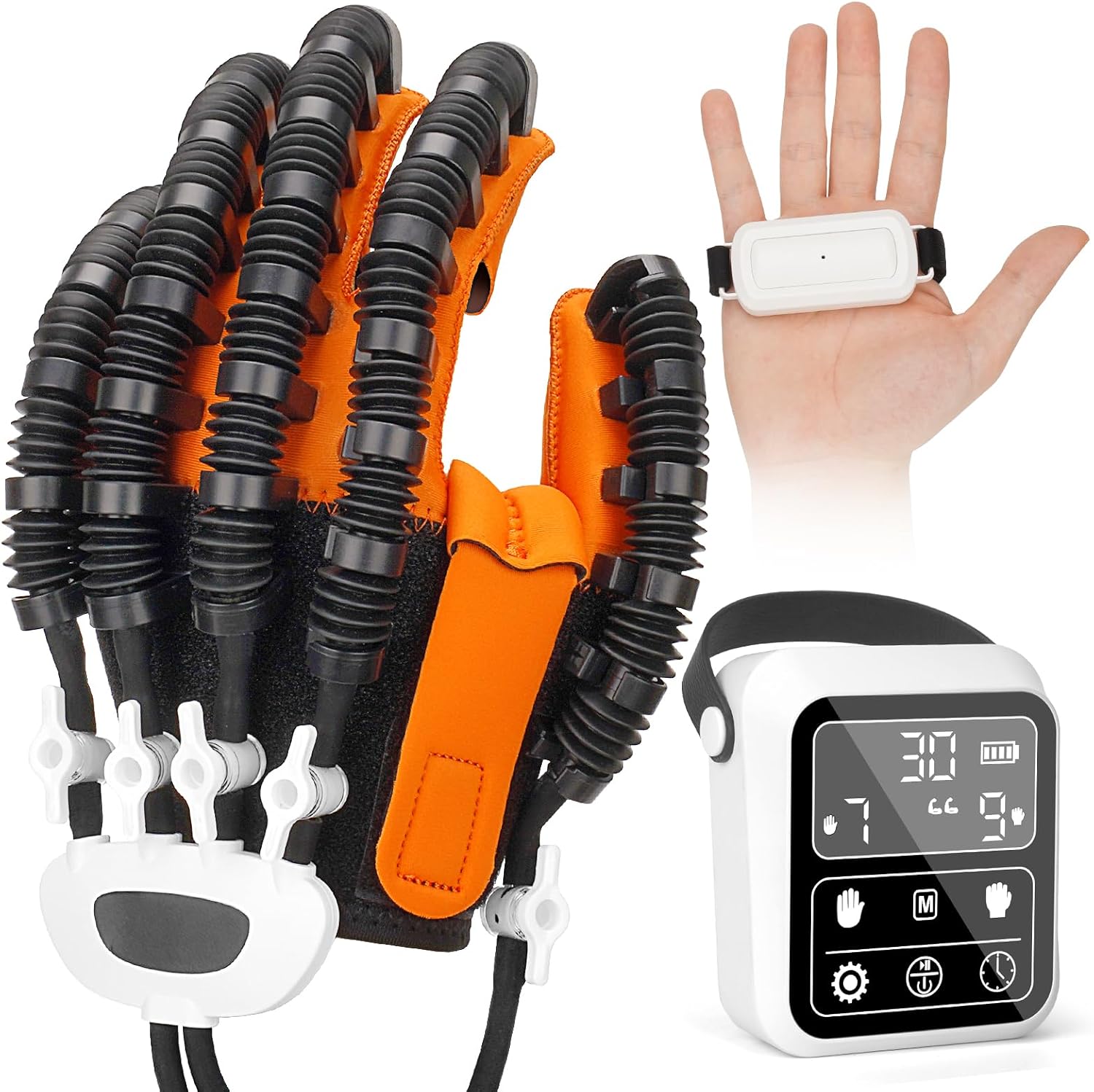 Rehabilitation Robot Gloves, Hand Dysfunction Patient Training Device Stroke Hemiplegia, Finger Exerciser Hand Strengthener Finger Orthosis for Relief Cramps (Left Hand - L)