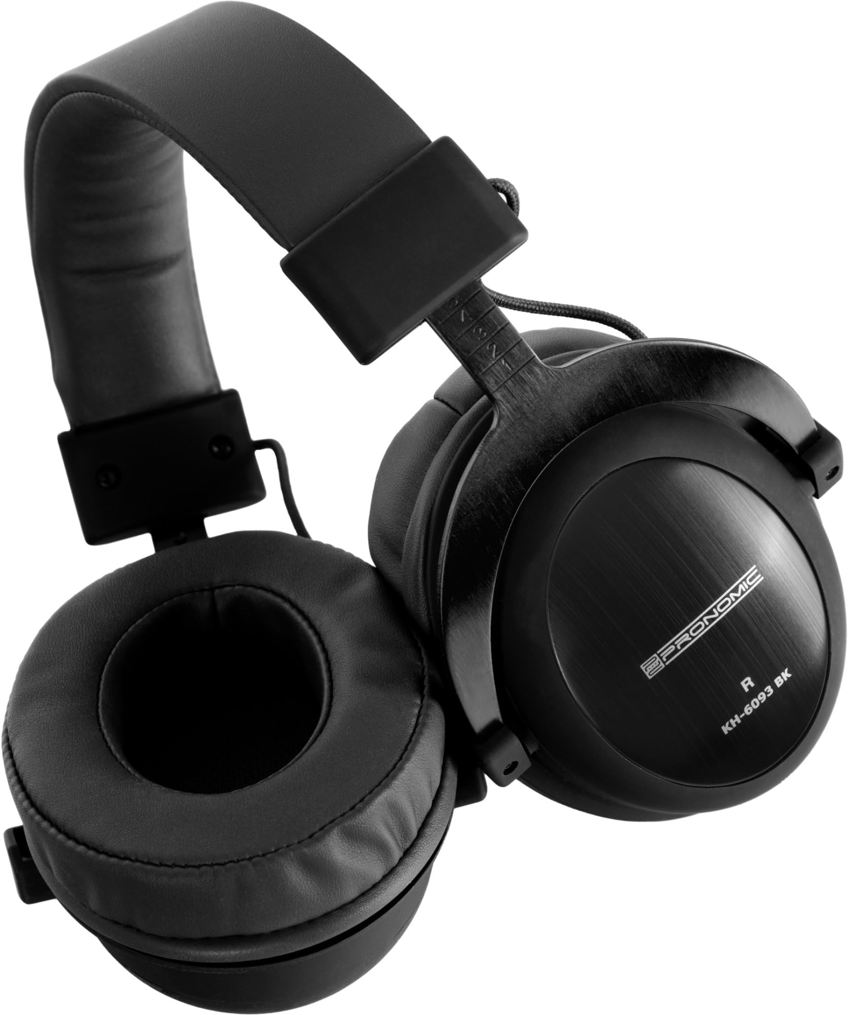 Pronomic KH-6093 BK Studio-Kopfhörer - Hervorragende Schallabschirmung nach außen - Übertragungsbereich: 10-30.000 Hz - Ohrpolster und Bügelband aus Kunstleder - Schwarz