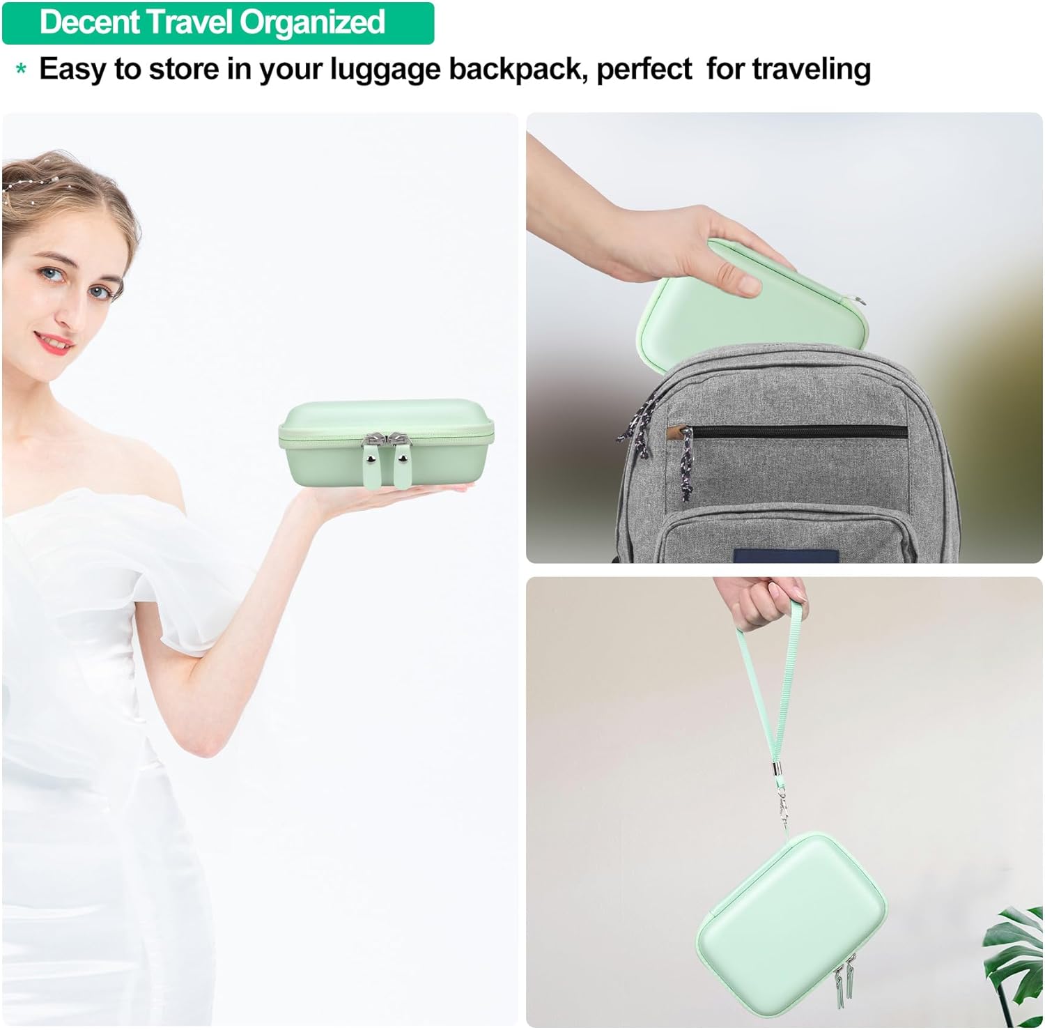 Elonbo Carrying Case for TYPONOS/ETIKEZ/Rotema/Vawense Sticker Printer, PM290 Portable Mini Printer, Inkless Bluetooth Label Maker Machine Travel Bag, Thermal Photo Printer Storage Holder, Green