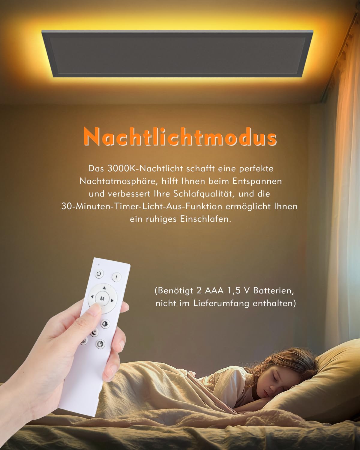 GIACOMO LED Deckenleuchte Dimmbar, 100x25CM LED Panel Flach, Deckenlampe mit Fernbedienung 36W 3600LM 3000-6500K mit Nachtlicht 1800K 8W für Schlafzimmer Wohnzimmer Küche