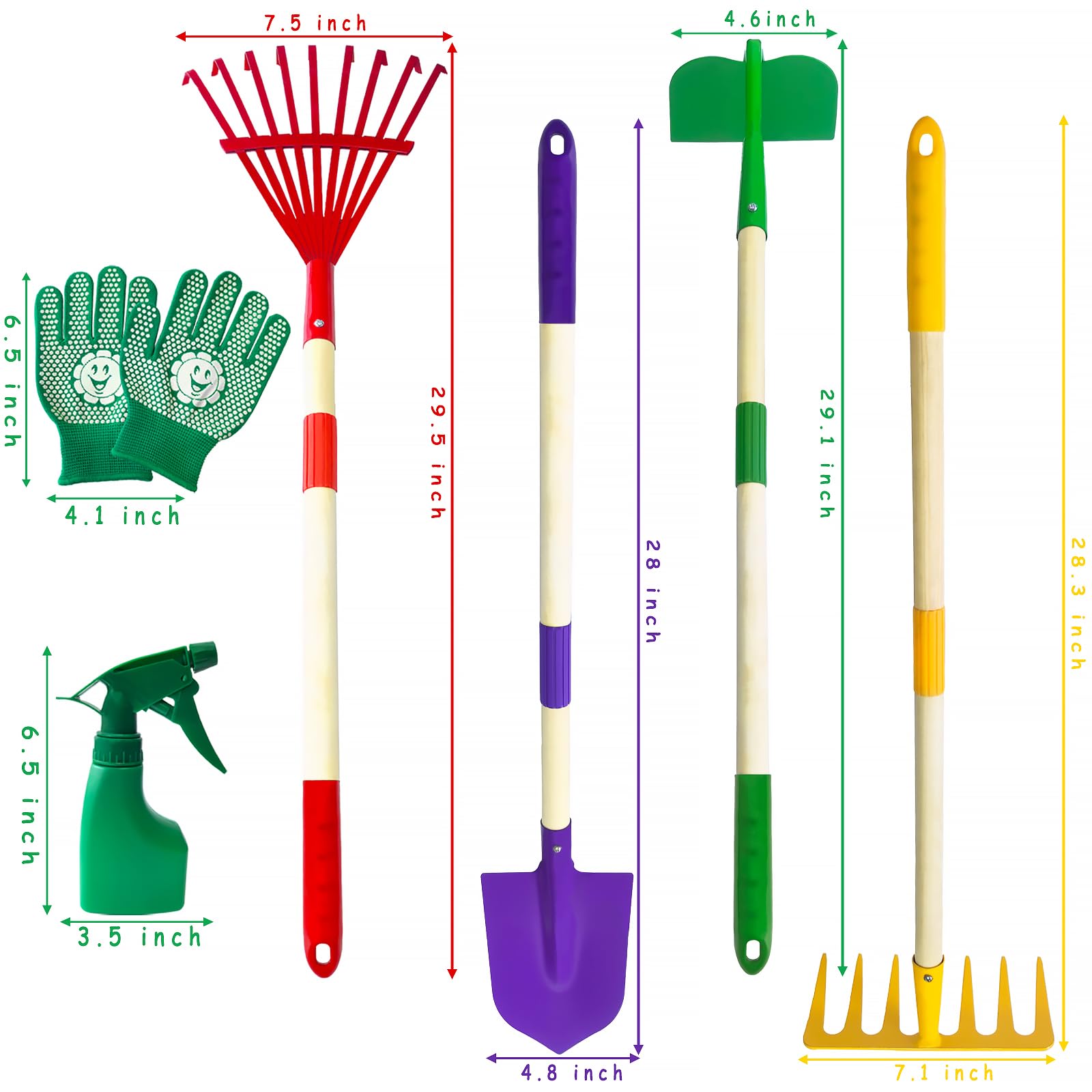 Lalloply Kids Gardening Set 6 PCS Outdoor Toys for Toddlers Age 3-5 Garden Toys with Shovel, Rake, Hoe - Image 3