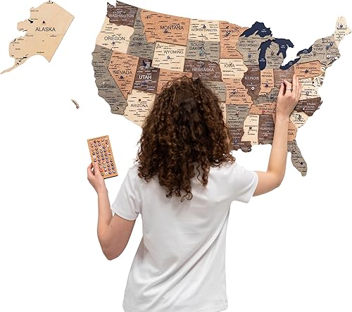 Miniatura 12 de Enjoy The Wood Mapa de Madera de Estados Unidos Lugares Visitados - Mapa 3D de Estados de EE.UU. Rastreador de Viajes Decoración de Pared de Madera