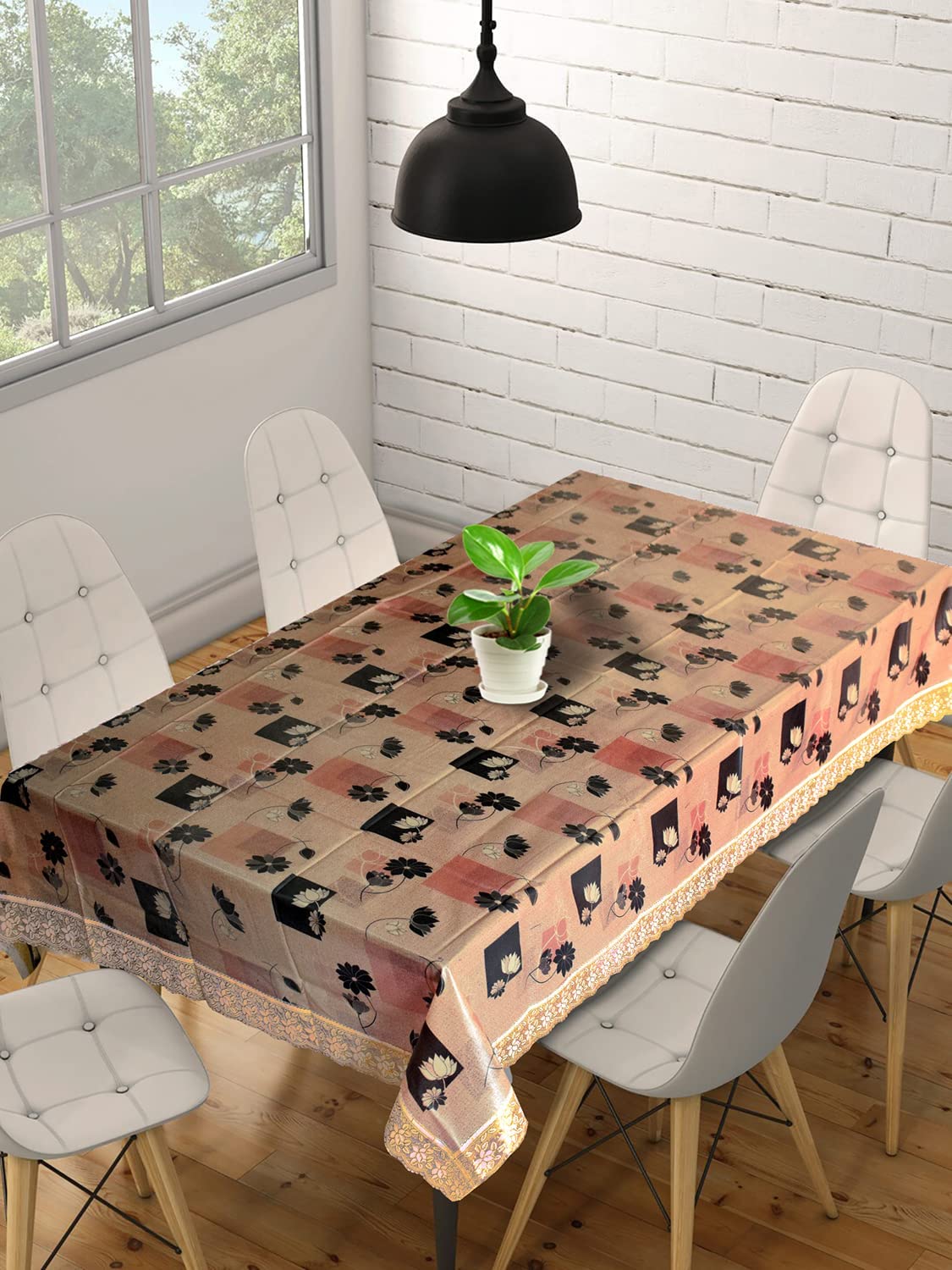 Kuber Industries Flower Print Dining Table Cover 6 Seater|Exclusive Table Cloth|Table Sheet for dining, Party, Events|Waterproof Table Protector|Indoor and Outdoor Use 90x60 (Gold Lace) (B0C58PB6YJ) Amazon Price History, Amazon Price Tracker