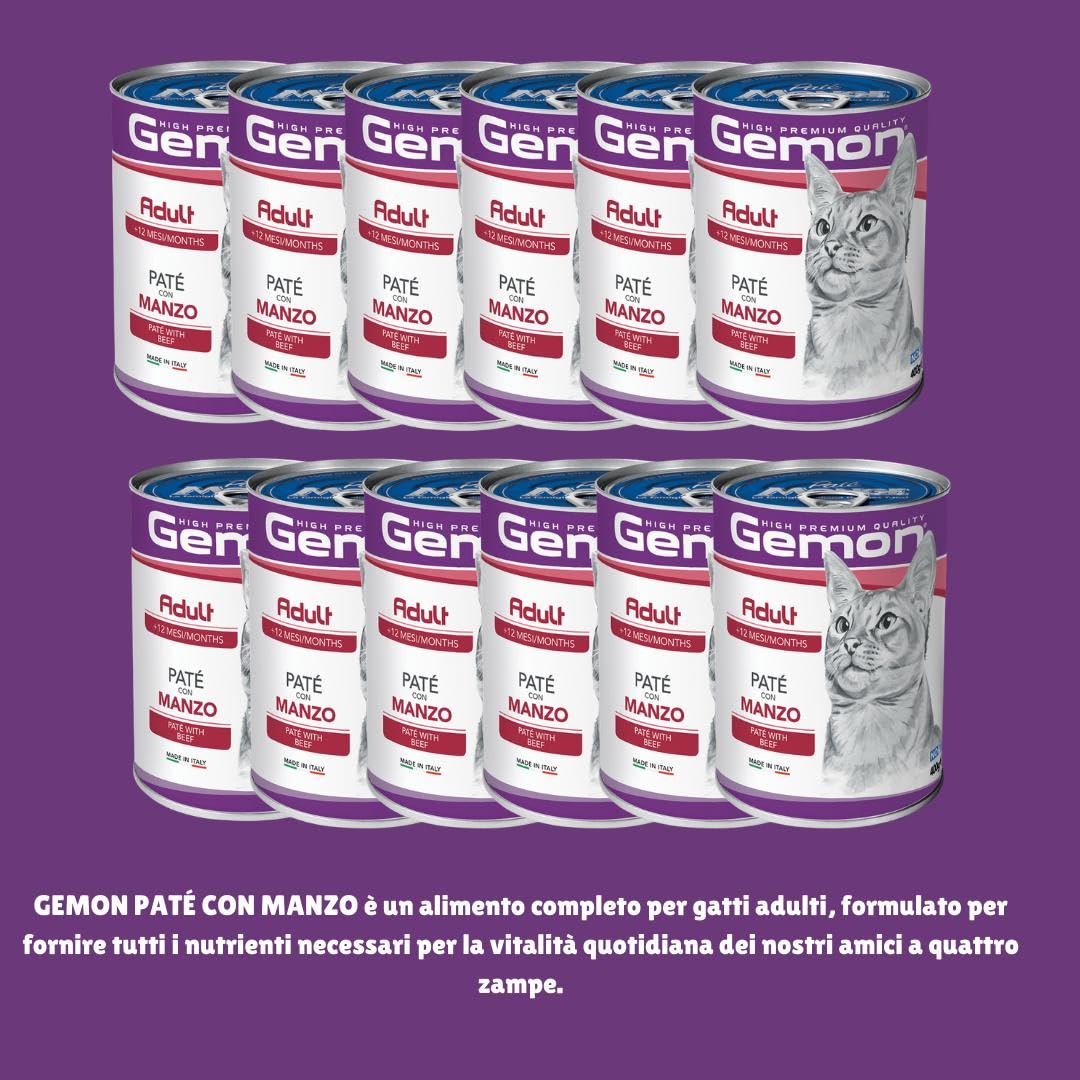 Gemon Paté Con Manzo Cibo Umido Gatti Adulti Barattolo 400 g