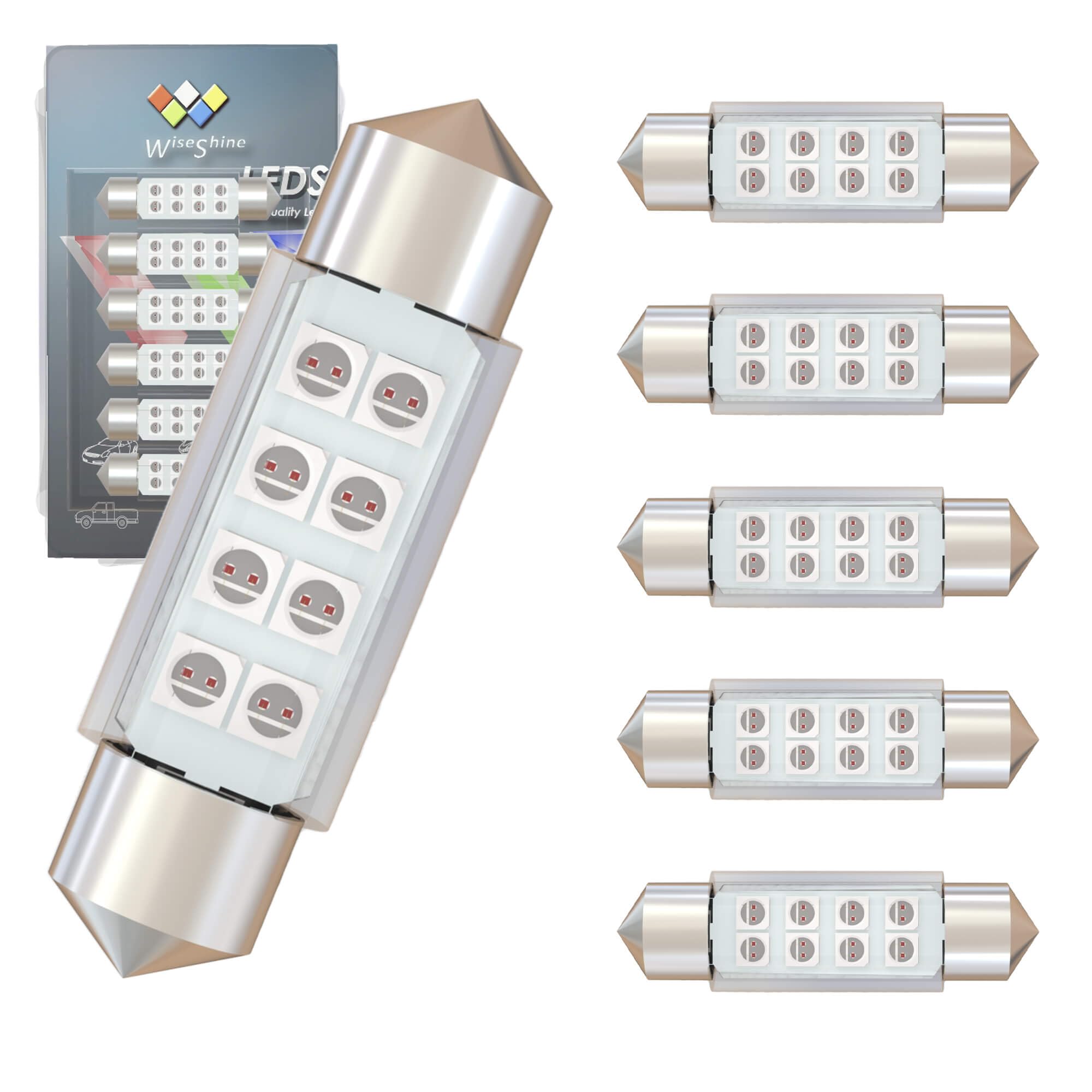 Wiseshine 38mm 39mm Festoon DE3425 DE3423 LED Bulb,C5W LED Bulbs Red,Festoon 6418 6411 6423 LED Bulb DC 12V for Marine Boat Automotive Interior Door Cargo Lights (Pack 6)