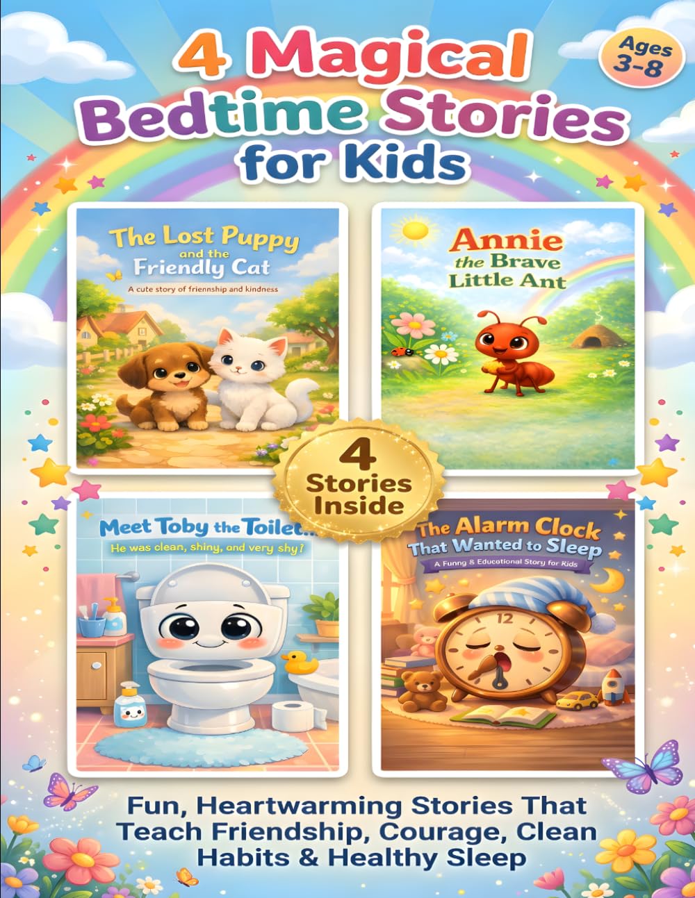 4 Magical Bedtime Stories for Kids: Fun, Heartwarming Stories That Teach Friendship, Courage, Clean Habits & Healthy Sleep