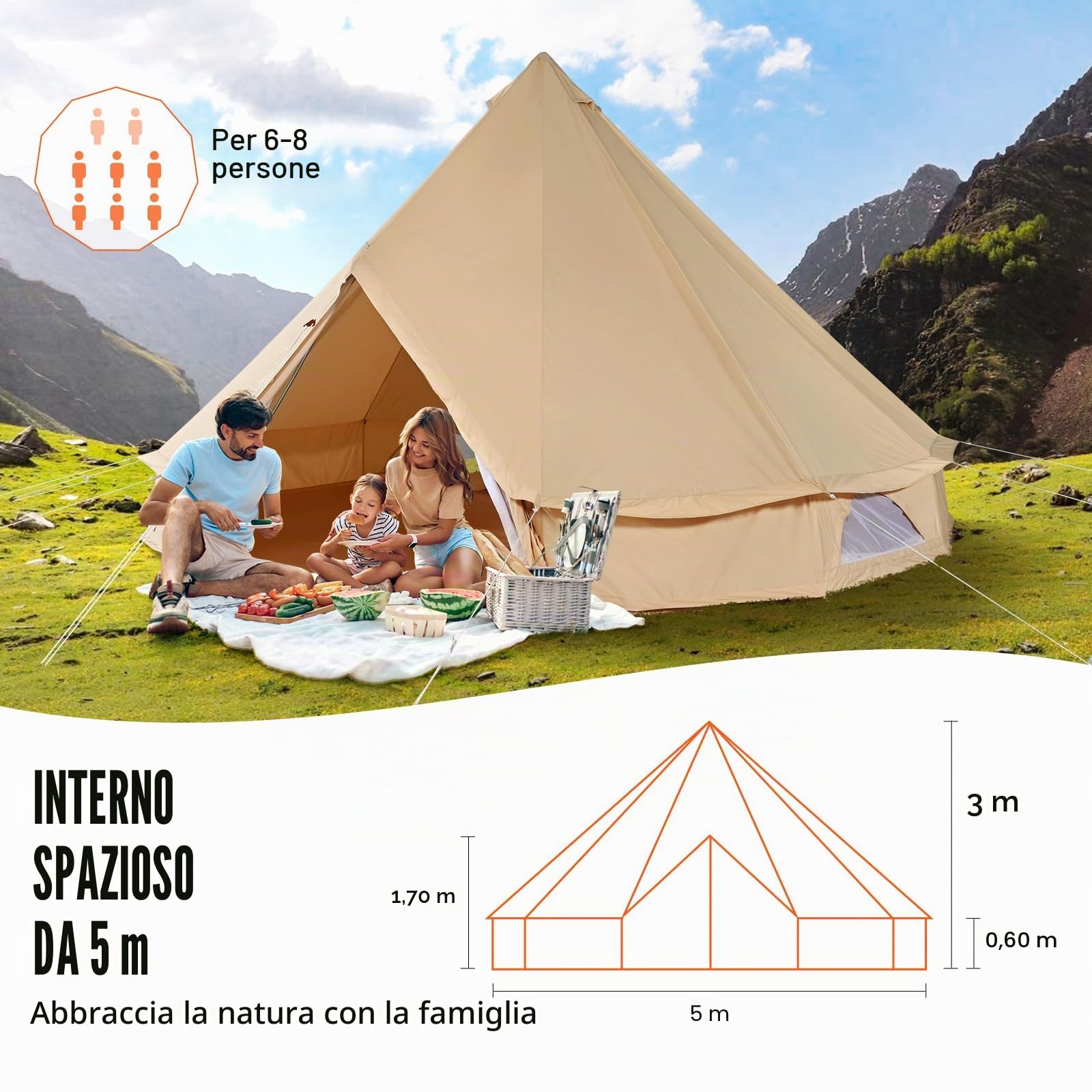 VEVOR Tenda Campana in Tela