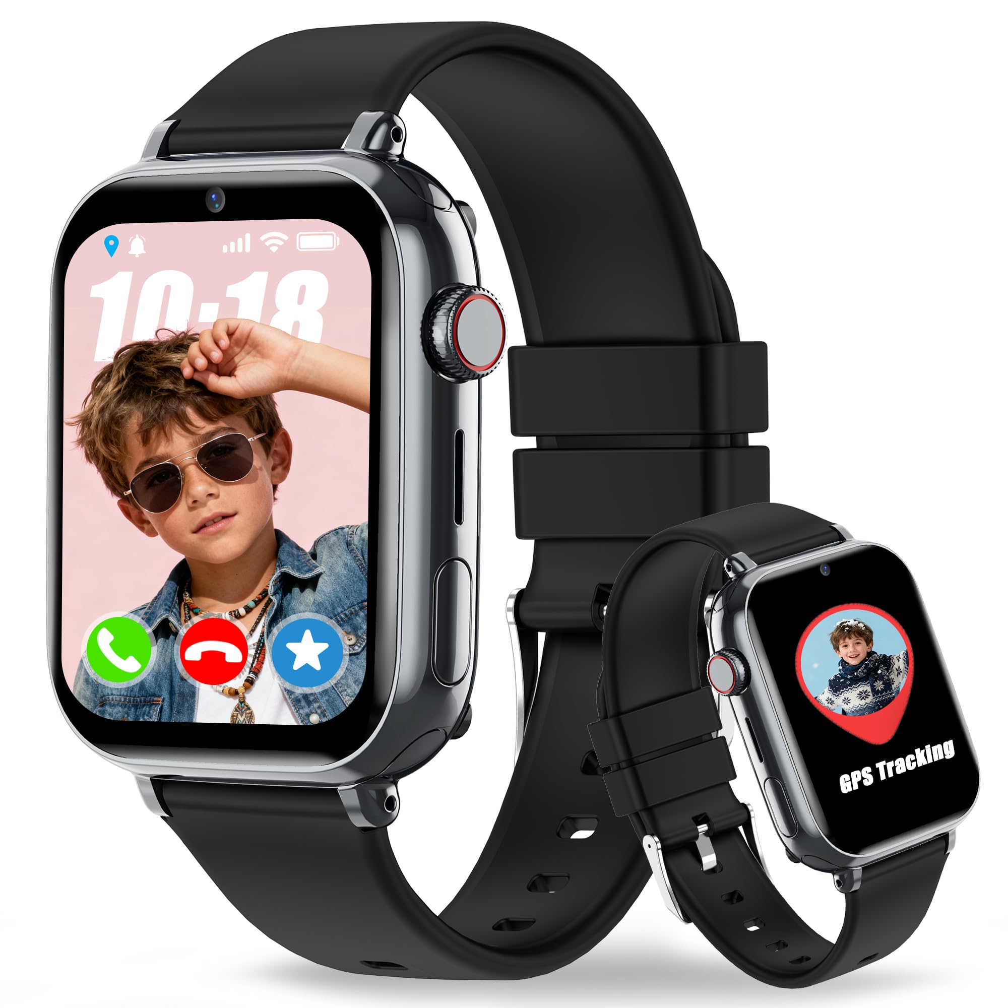 4G Reloj Inteligente Niño, Reloj GPS Niños con WiFi Videollamada IP68 SOS Voz Chat Teléfono Impermeable Modo Clase Juego Despertador, Smartwatch Niños Regalo Niña Estudiante