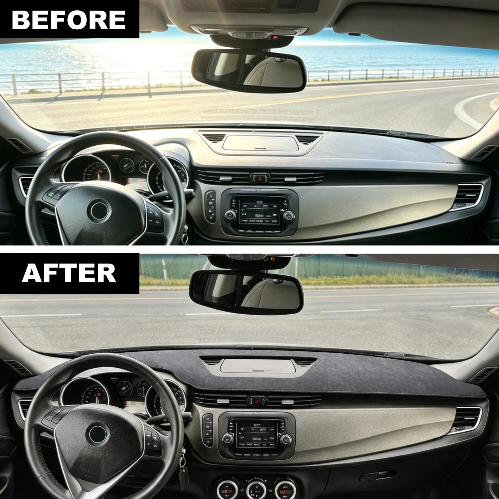 KUNGKIC per Alfa Romeo Giulietta 2010-2021 Tappeto per cruscotto auto Copertura del cruscotto Protezione solare per interni auto Protezione dalla luce del cruscotto Tappetino protettivo Accessorio