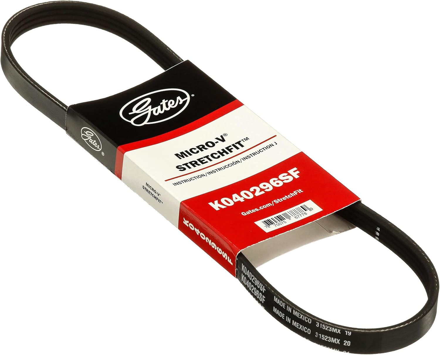 Gates K040296SF Stretch Fit Micro-V Serpentine Drive Belt