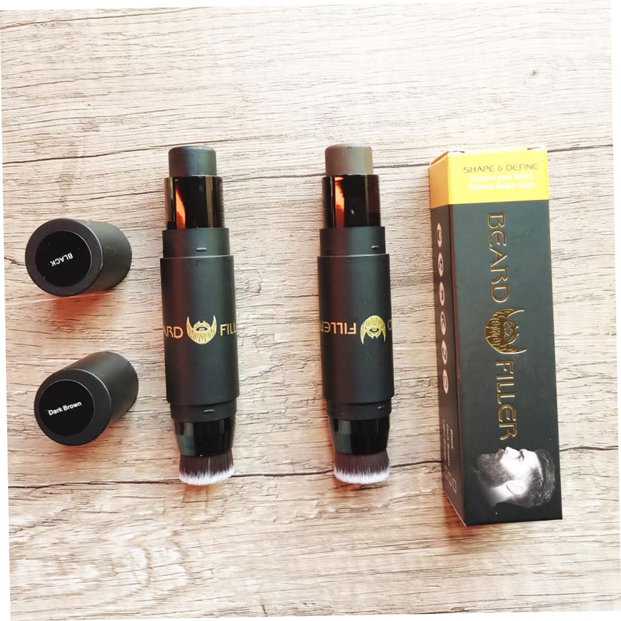 minkissy 3pezzi Filler Per Modellare La Barba Professionale Stick Portatile Per Riempire e Definire Strumento Di Bellezza Per Uomini Scuro Design Elegante e Facile Da Usare