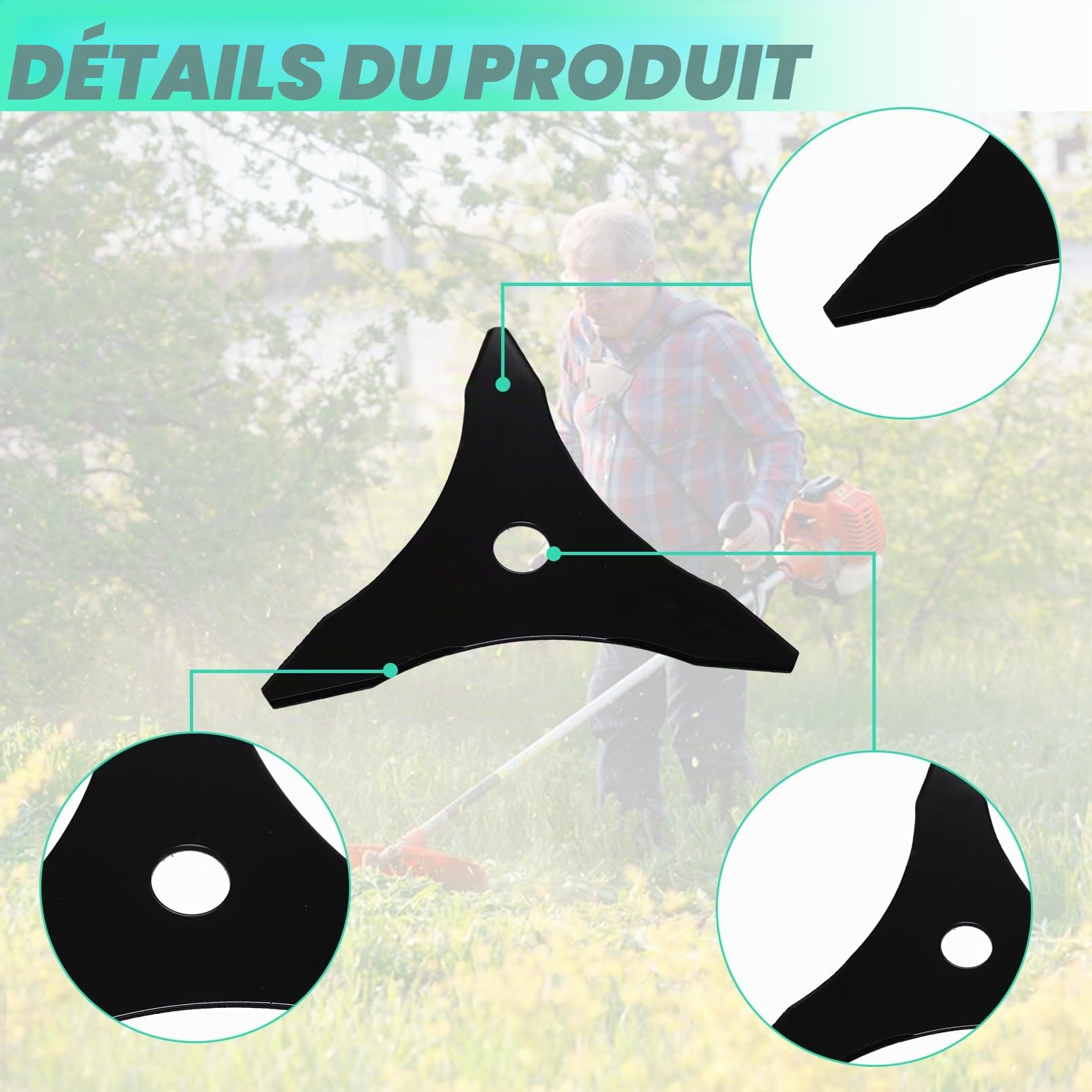 ADEFOL 2 Pièces 3 Dentes Lame Débroussailleuse,25,4 mm Lame Debroussailleuse Thermique en Acier au Carbone,Trois Dents Disque Débroussailleuse pour Couper Mauvaises Herbes Buissons Épines