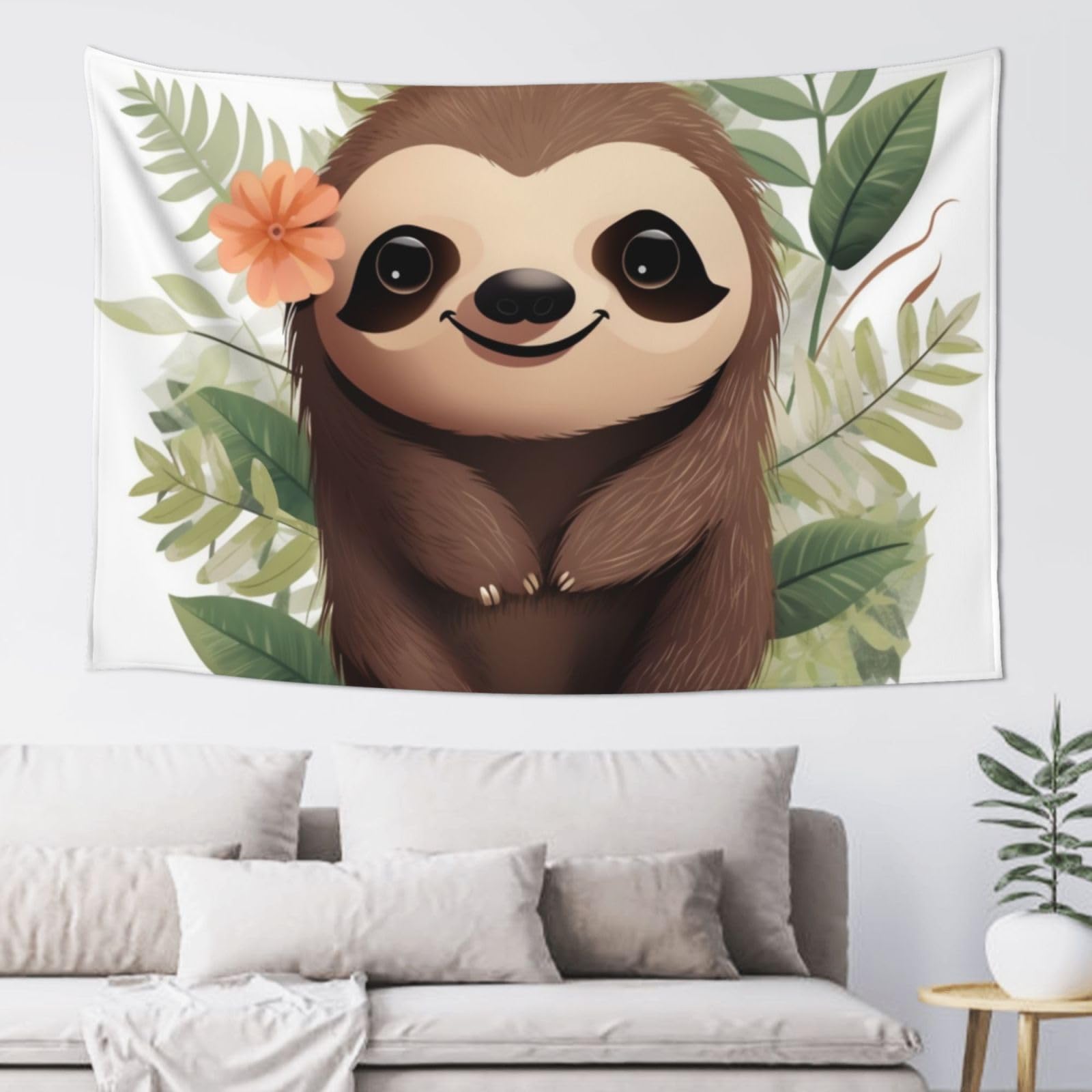FodPand Cute Cartoon Sloth Tapestry Dorm Decor, Party Backdrop Aesthetic Tapestries Wall Hanging Banner for Bedroom, Modern Wall Art Poster Blanket, Home Decor Wall Tapestry 60"x40"