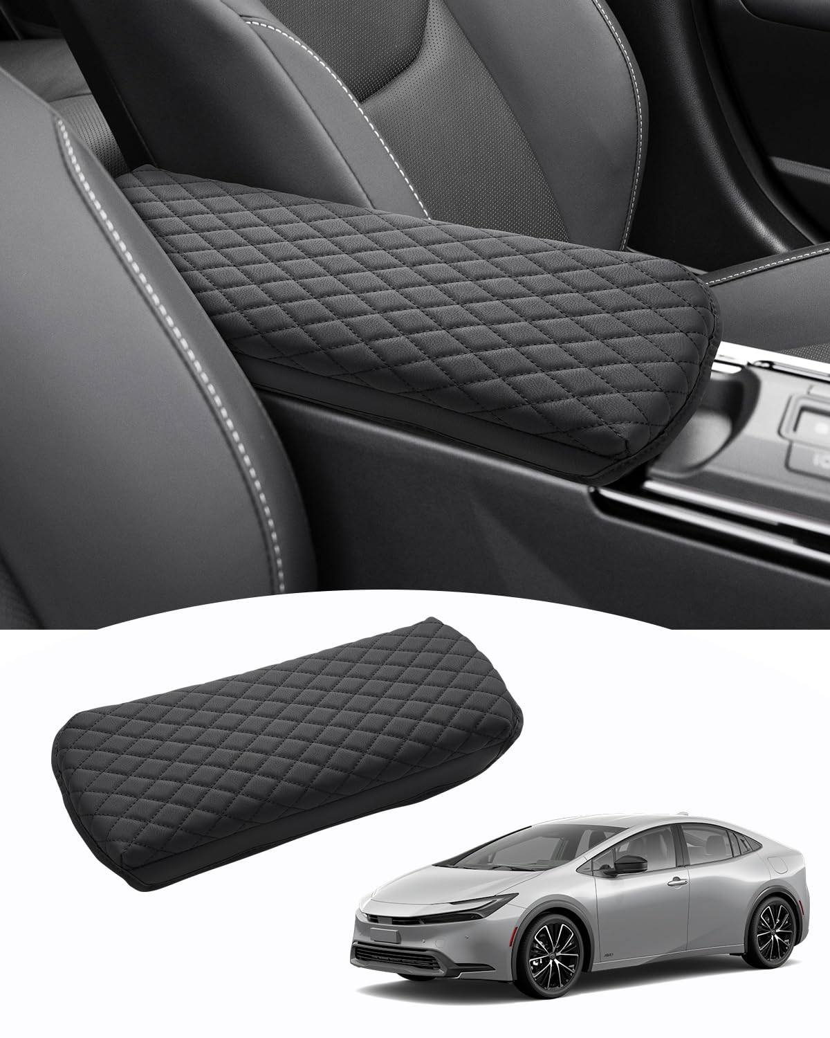 Tan Leather Center Console Armrest Cover For Toyota Prius 2004-2009 (Beige, Microfiber)