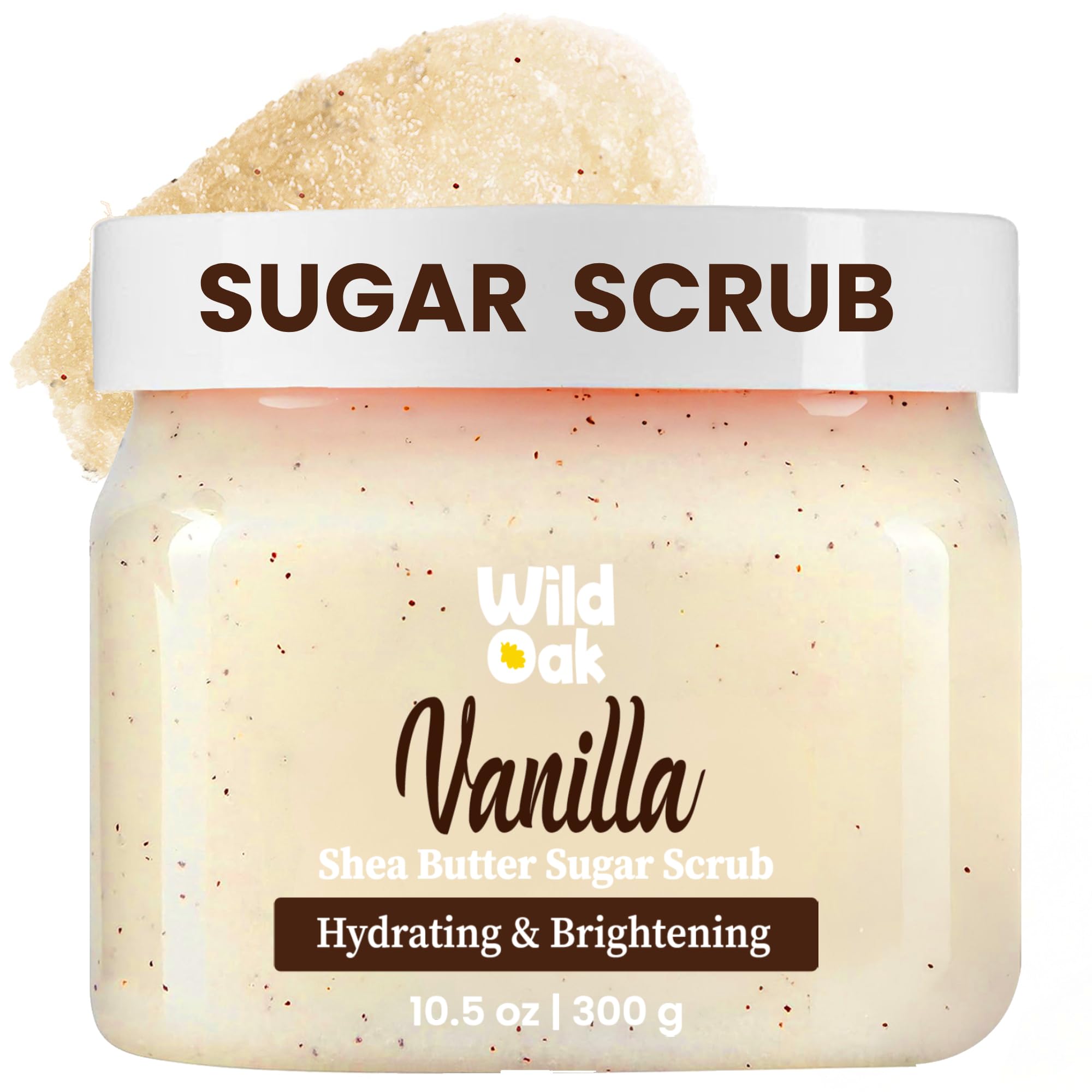 WildOak Vanilla Sugar Body Scrub | 300gm | Exfoliating, Moisturising & Brightening | Tan Removal & Strawberry Skin | With Shea Butter, Alpha Arbutin, Kojic & Hyaluronic Acid | Body Polish Scrub-picture-52