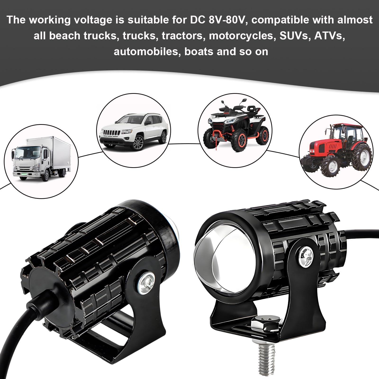 2PCS Motorcycle LED Driving Fog Lights, Super Bright White/Amber Motor Auxiliary LED Spotlights with 2 Switch, Waterproof Aux Motorcycle Headlight for Car Truck ATV Tractor