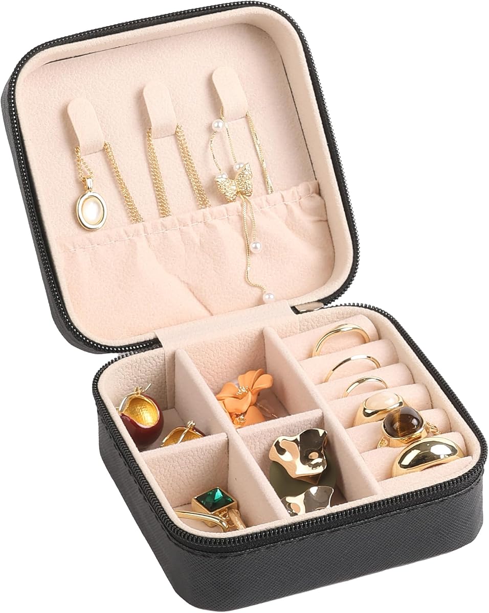 Travel Jewelry Case Box Organizer, Small Jewelry Storage Box,Black,1 Pcs