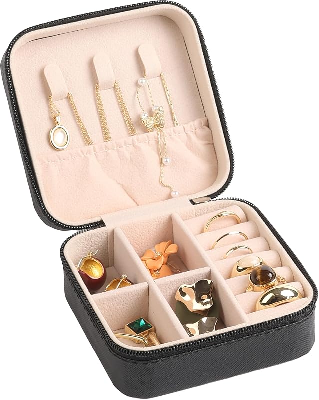 Travel Jewelry Case Box Organizer, Small Jewelry Storage Box,Black,1 Pcs