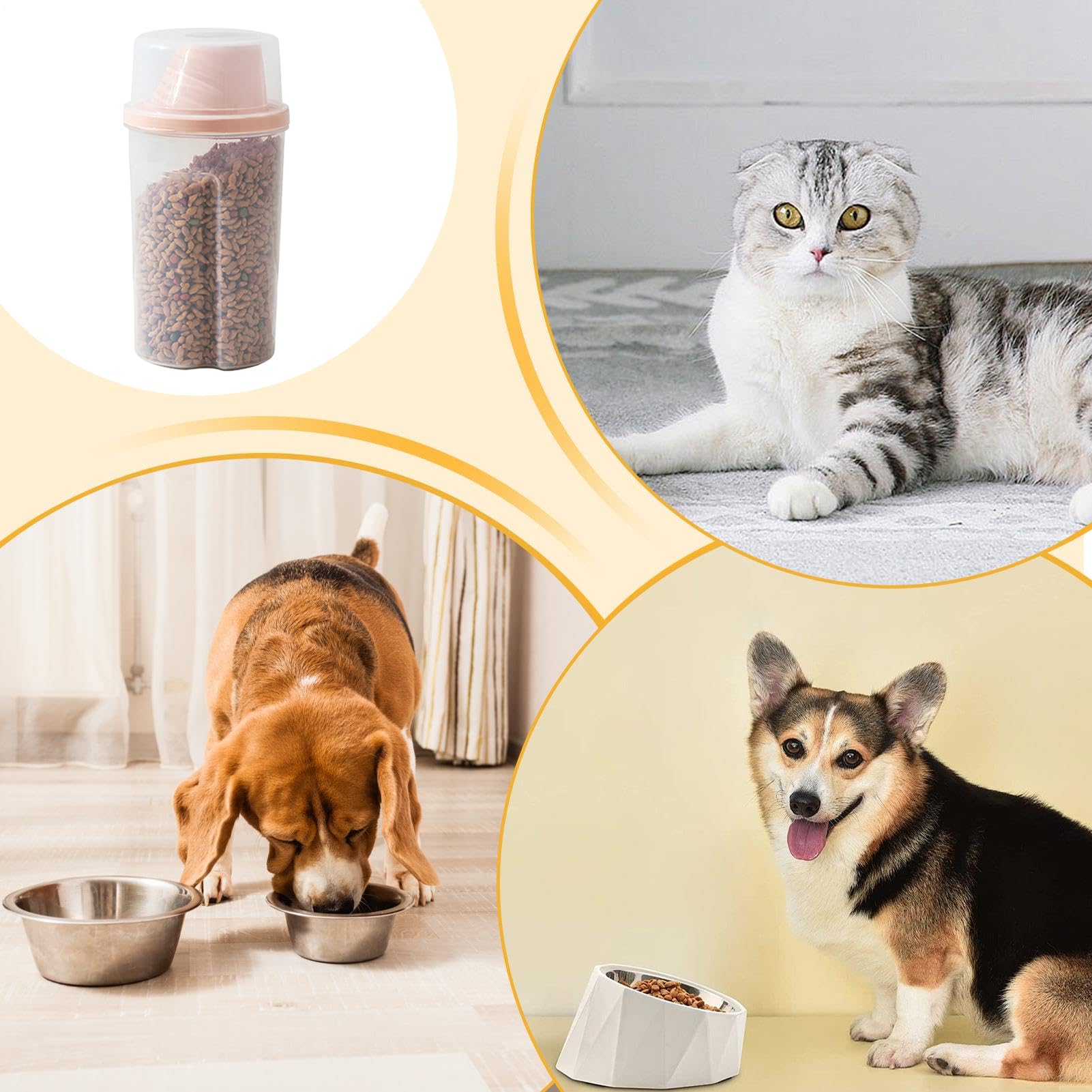 Distributeur De Nourriture Pour Chien – Grande Mangeoire Transparente, Stockage D'alimentation Pour Animaux De Compagnie, Support De Croquettes Sèches, Fourniture De Repas De Voyage, Conception De Pot